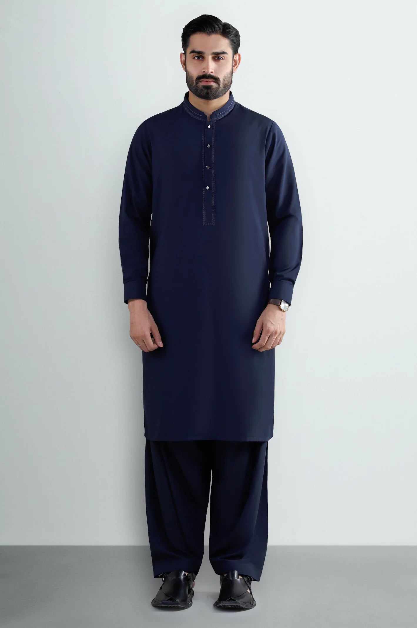 Navy Blue Wash & Wear Shalwar Kameez