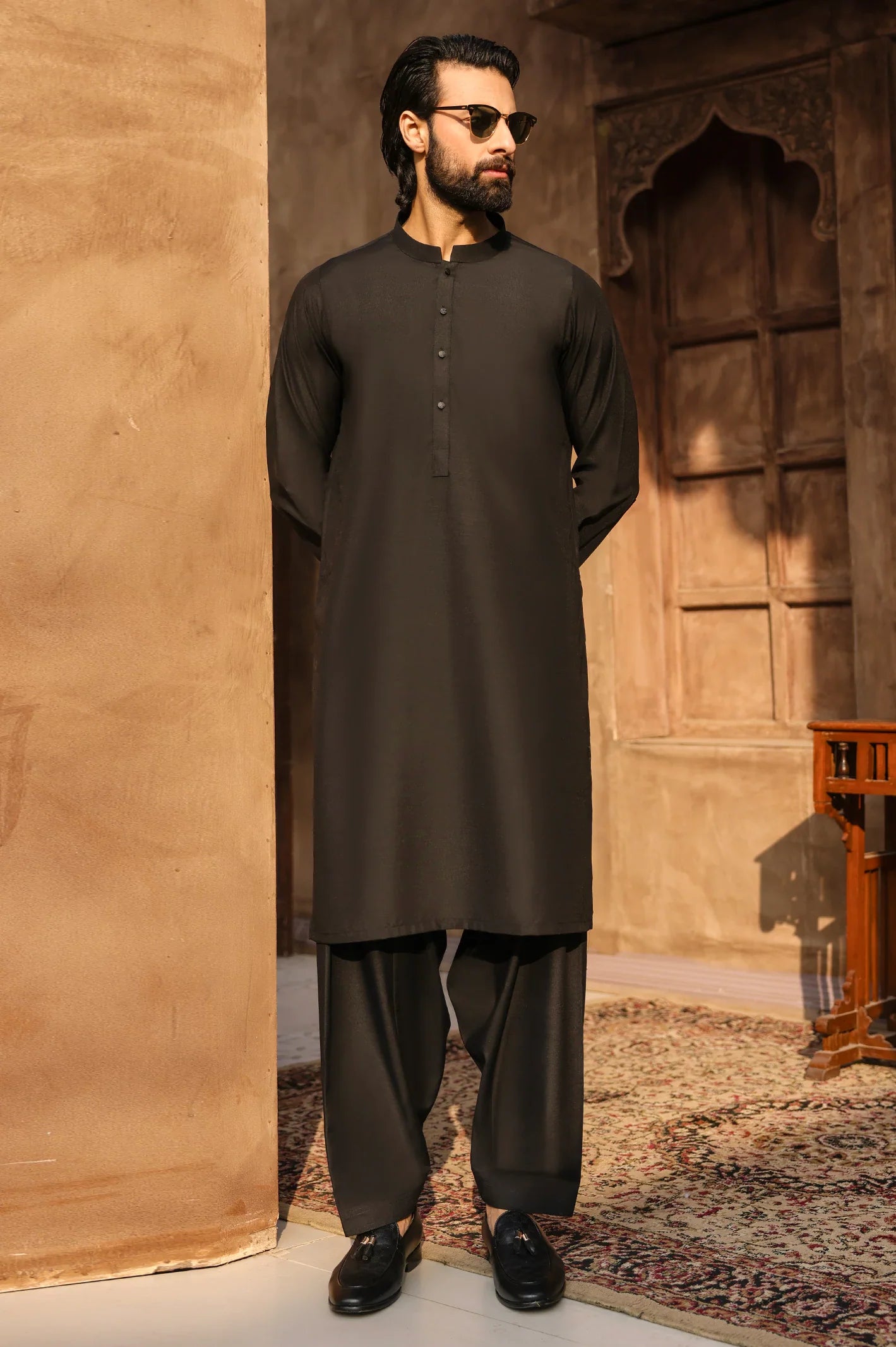 Black Wash & Wear Shalwar Kameez