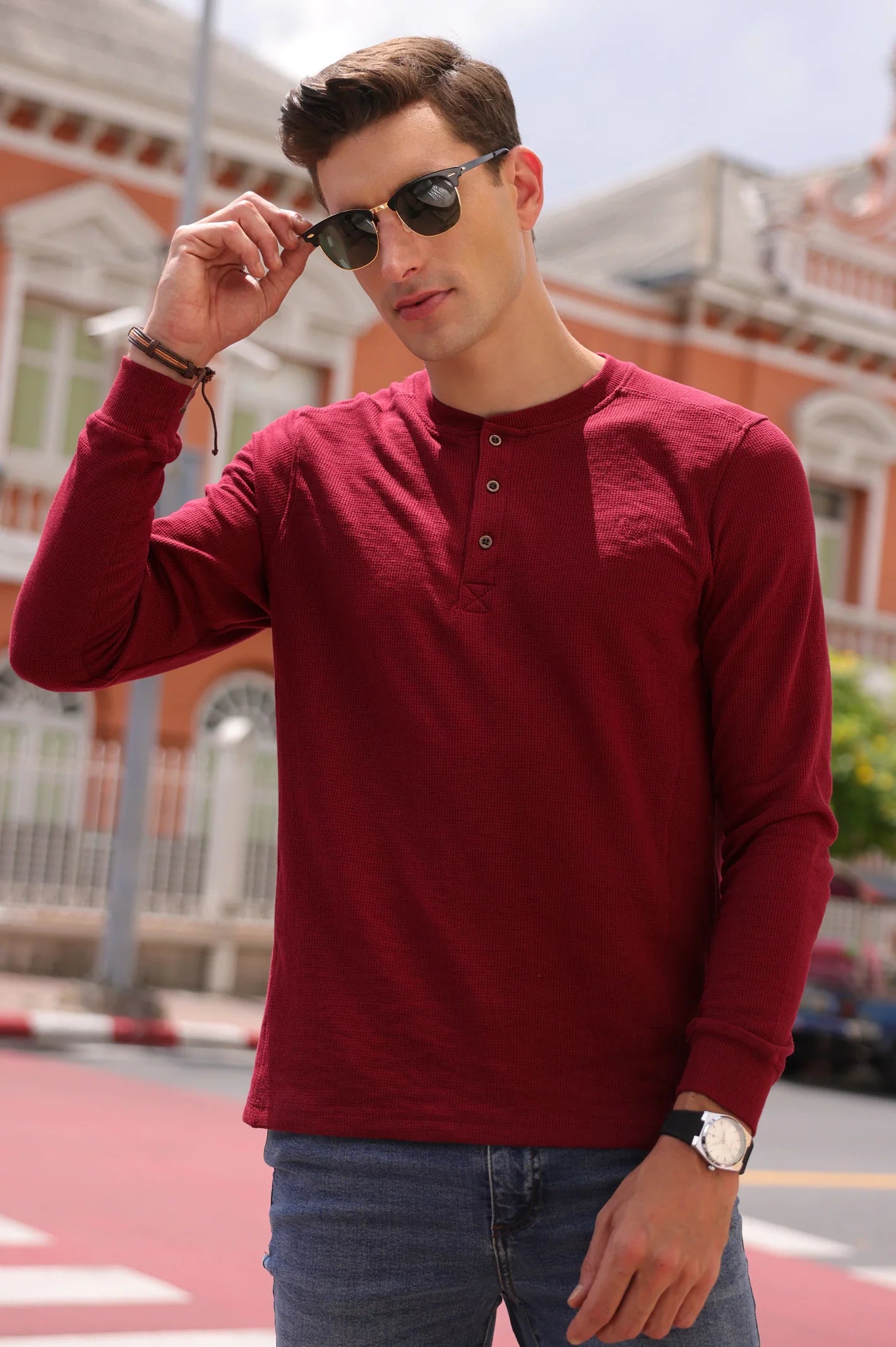 Burgundy Full Sleeves T-Shirt