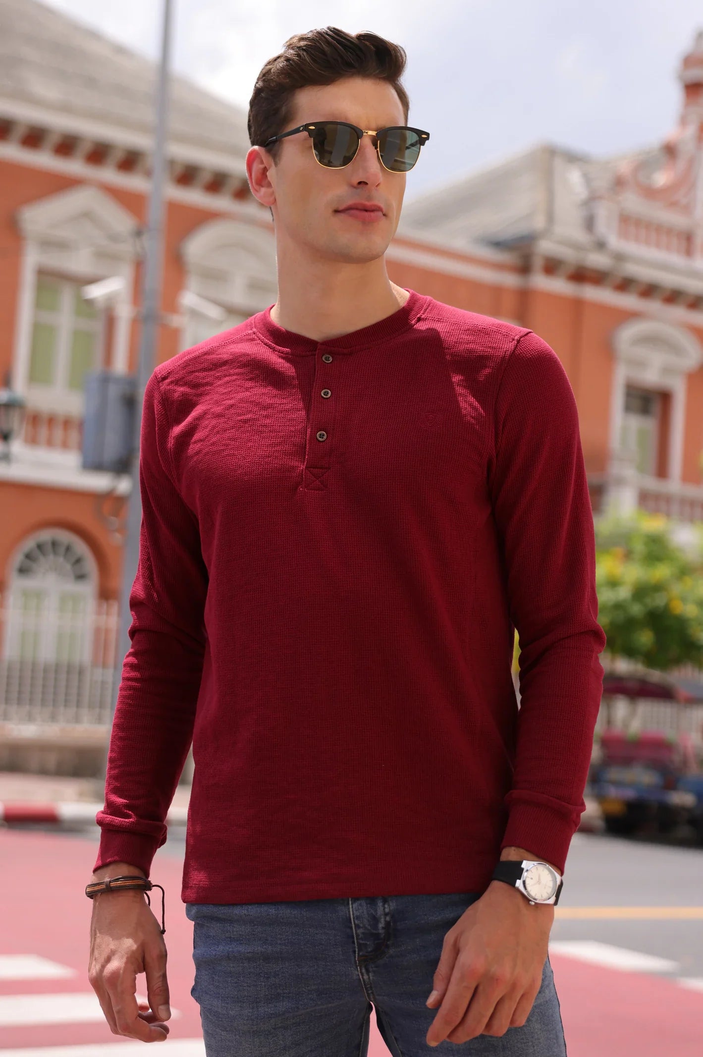 Burgundy Full Sleeves T-Shirt