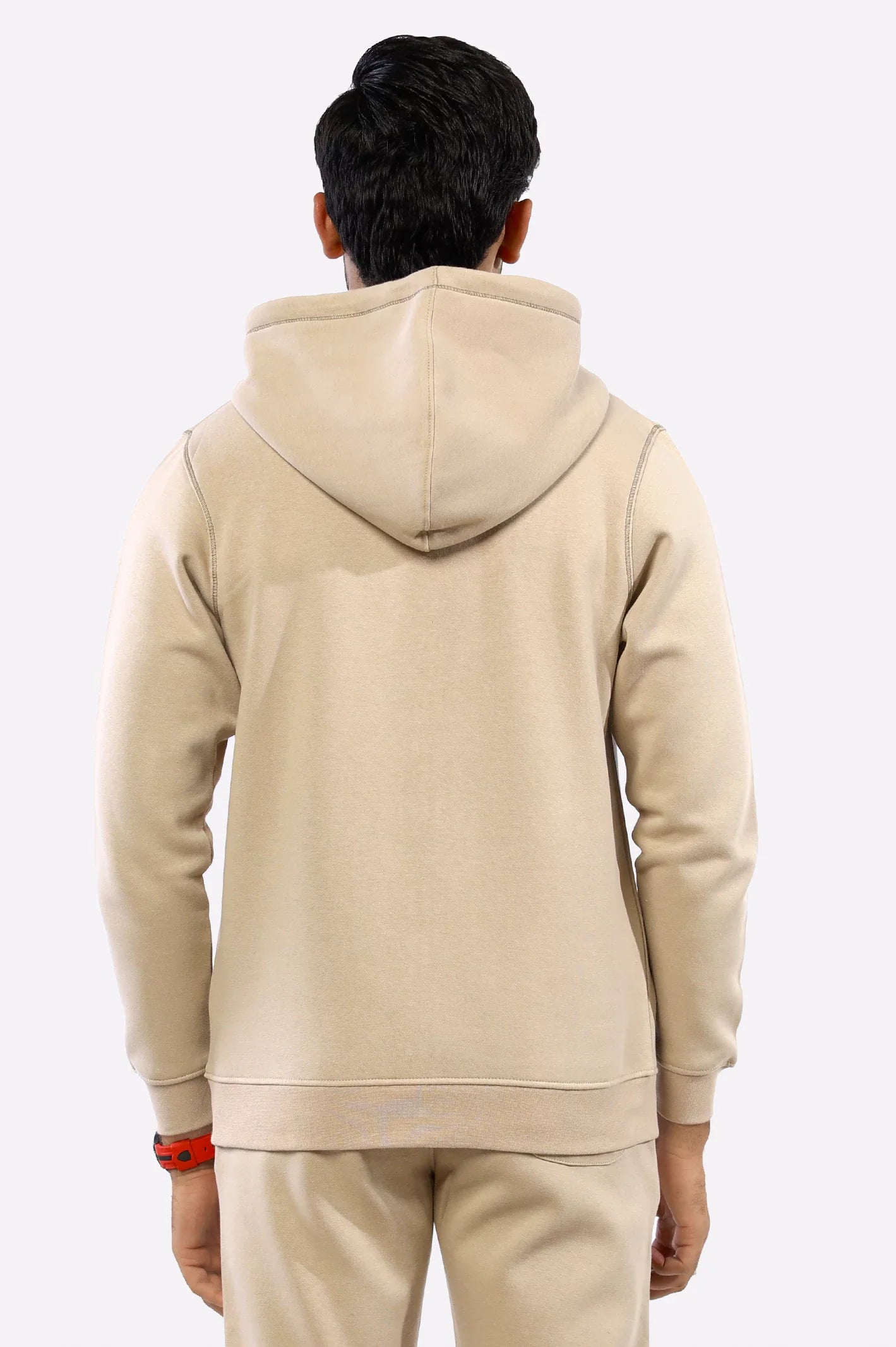 Mens Zipper Beige Hoodie