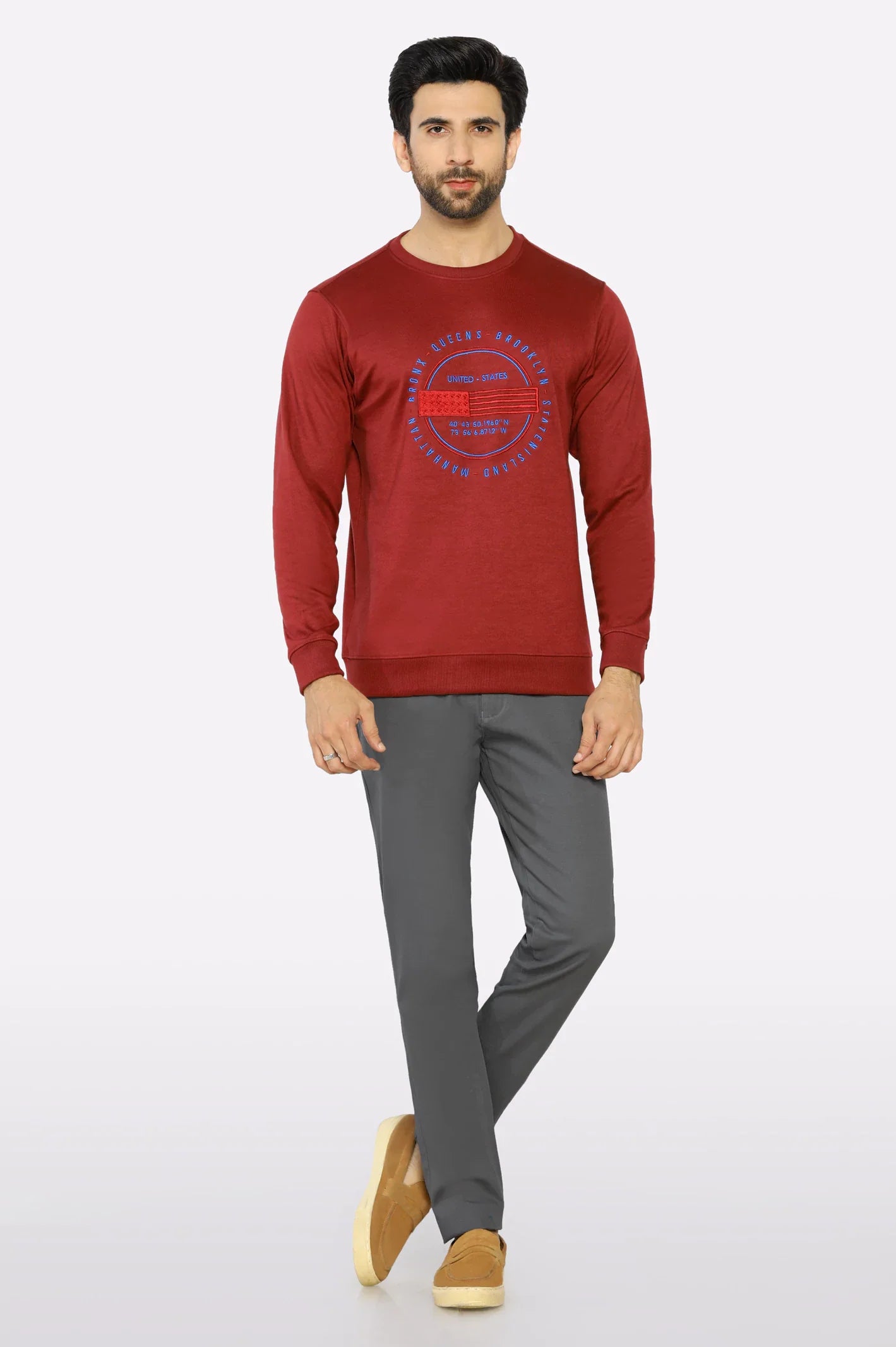 Crew Neck Embroidered Sweatshirt