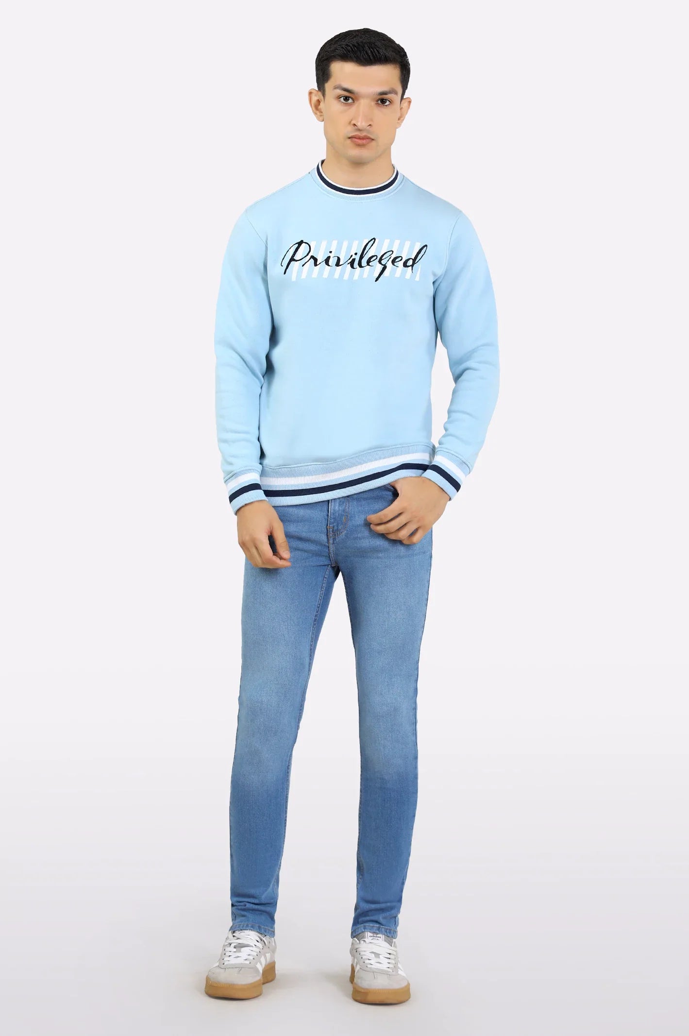 Ice Blue Graphic Print Sweatshirt