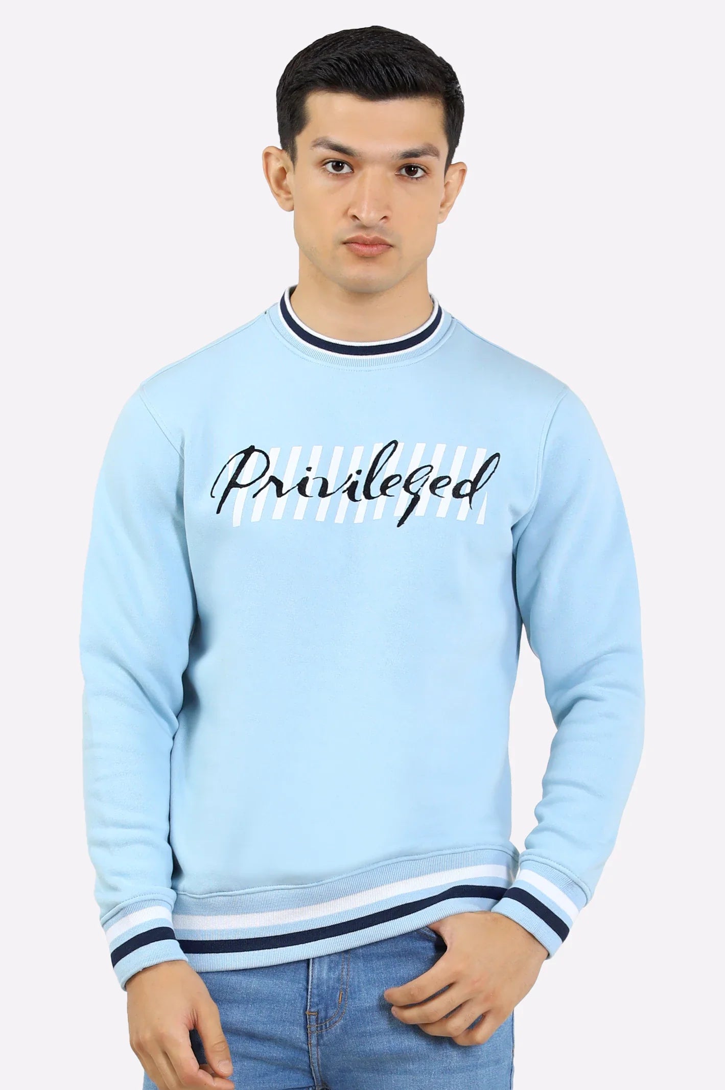 Ice Blue Graphic Print Sweatshirt