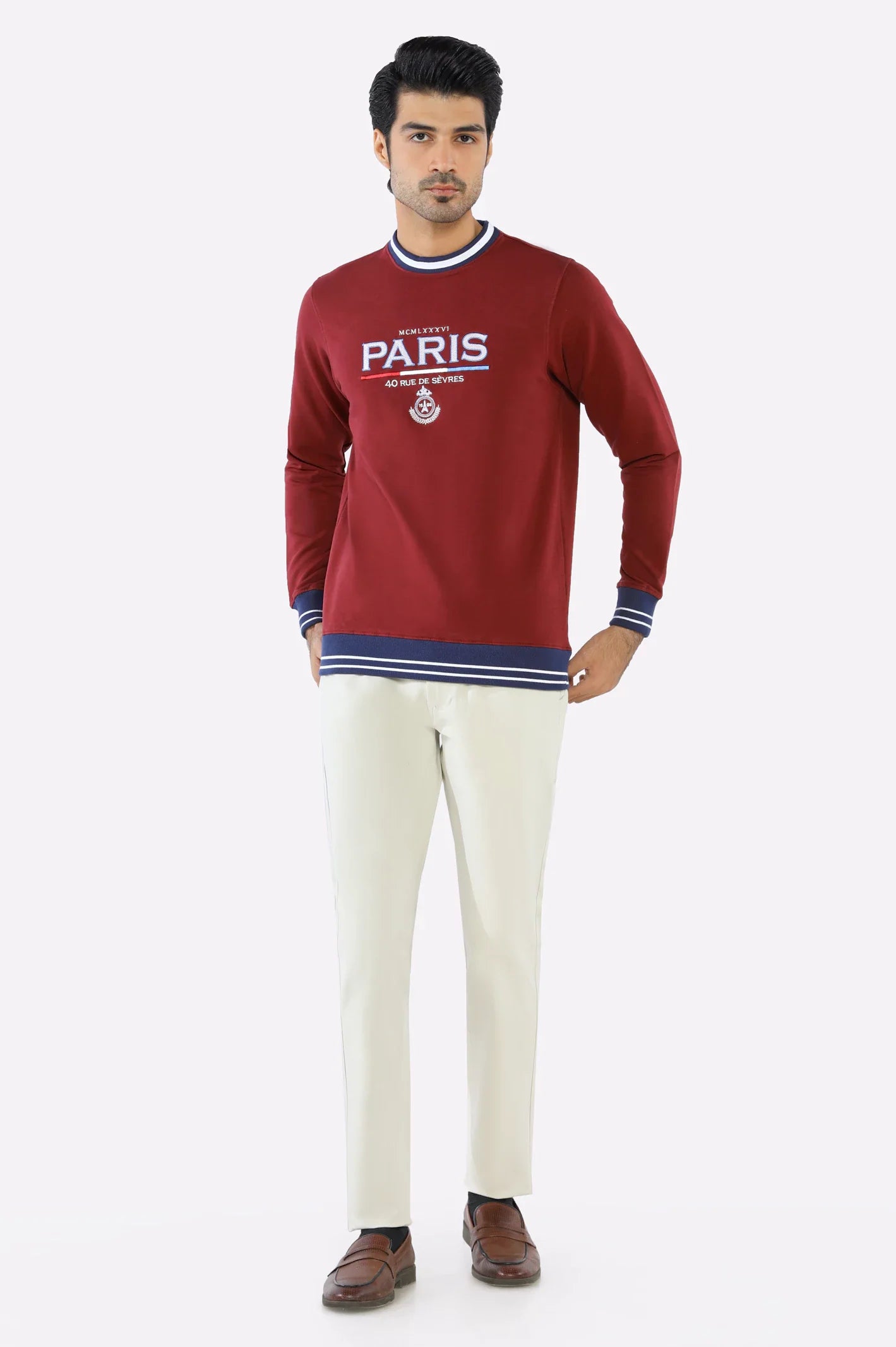 Bargundy Embroidered Sweatshirt