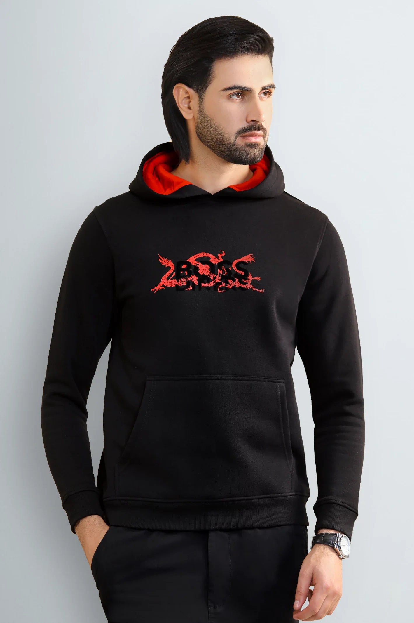 Black Pullover Hoodie for Men