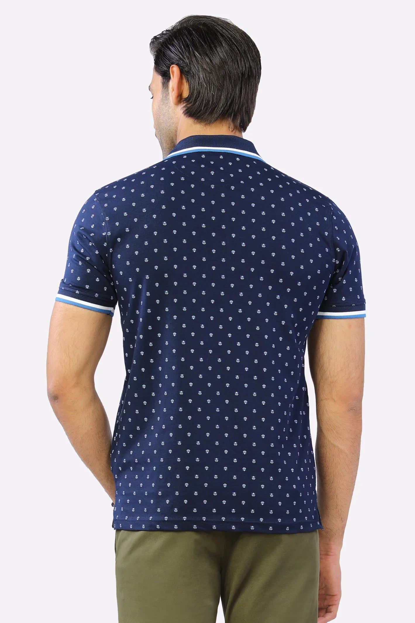 Navy Blue Printed Polo