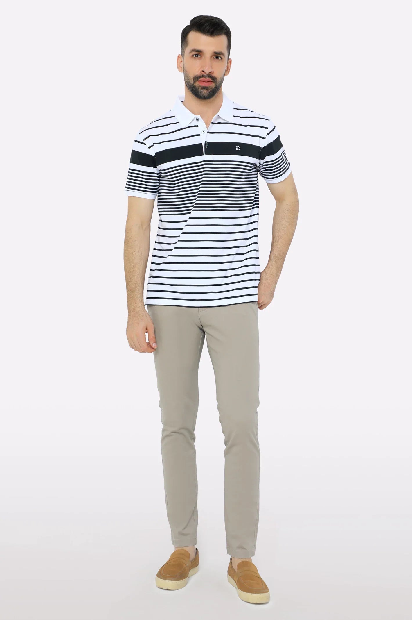 White Yarn Dyed Polo