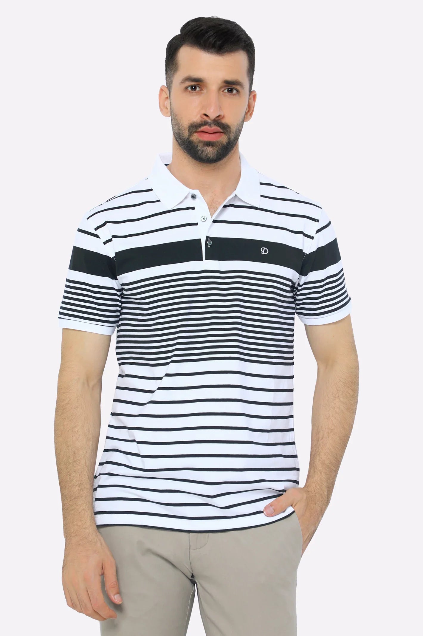 White Yarn Dyed Polo