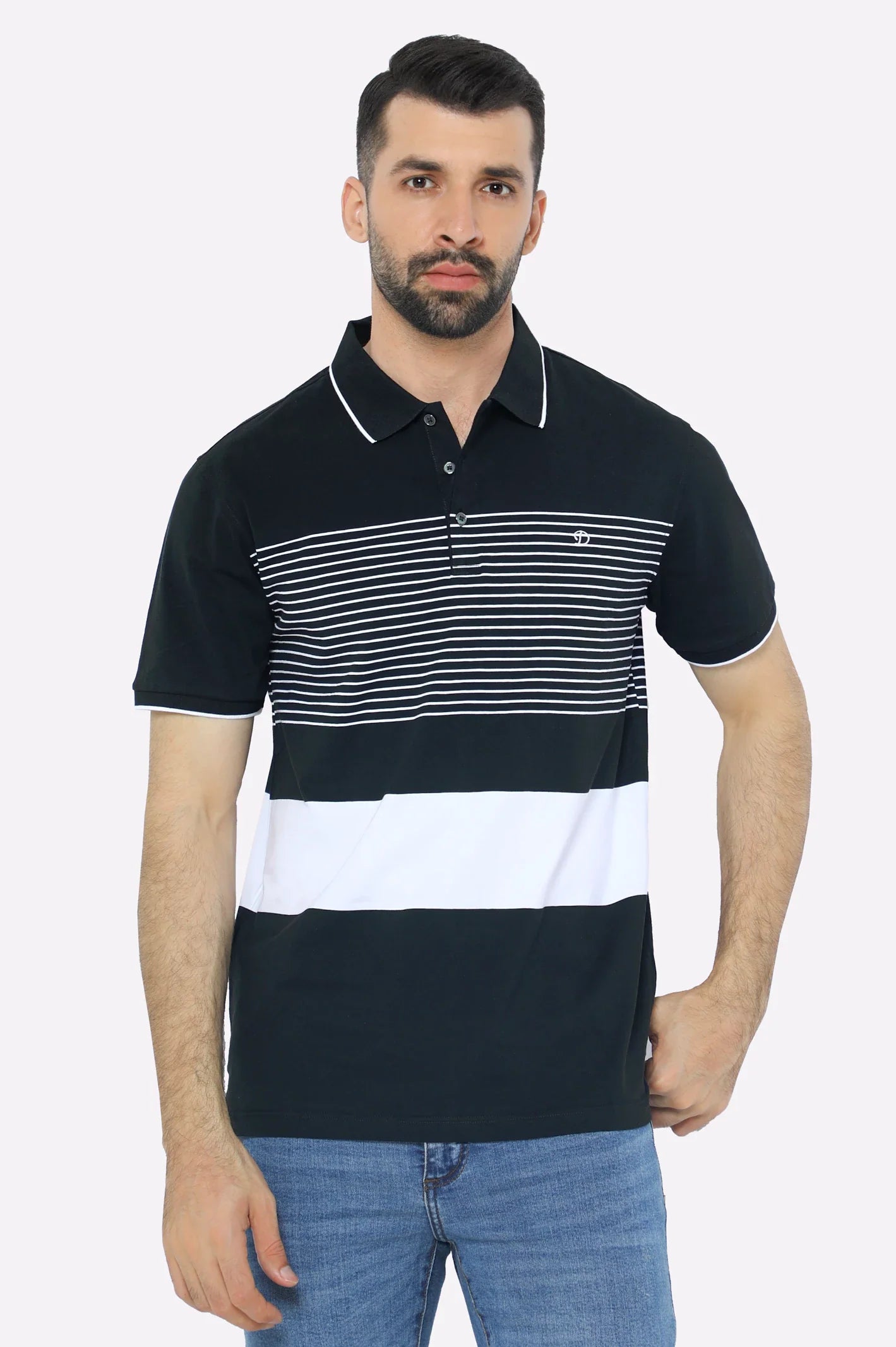 Black Yarn Dyed Polo