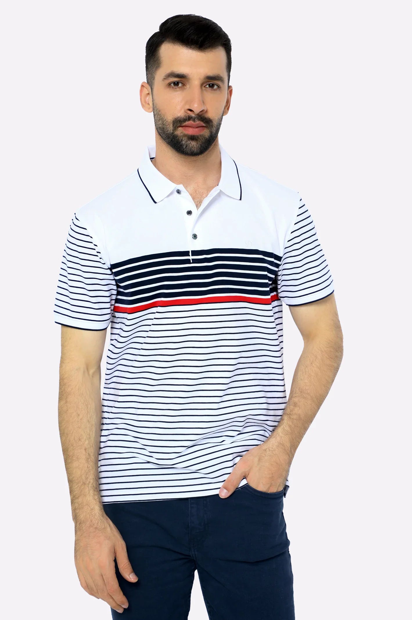 White Yarn Dyed Polo