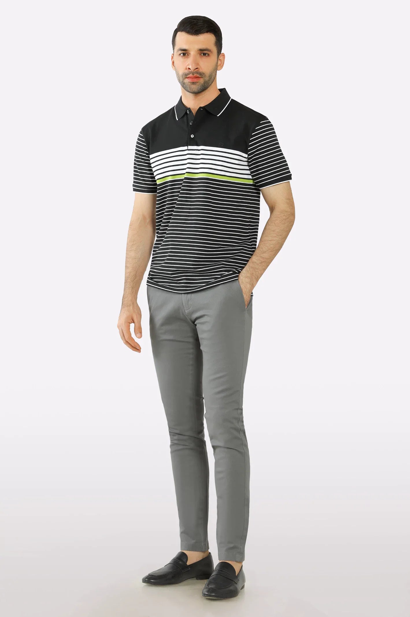 Black Yarn Dyed Polo