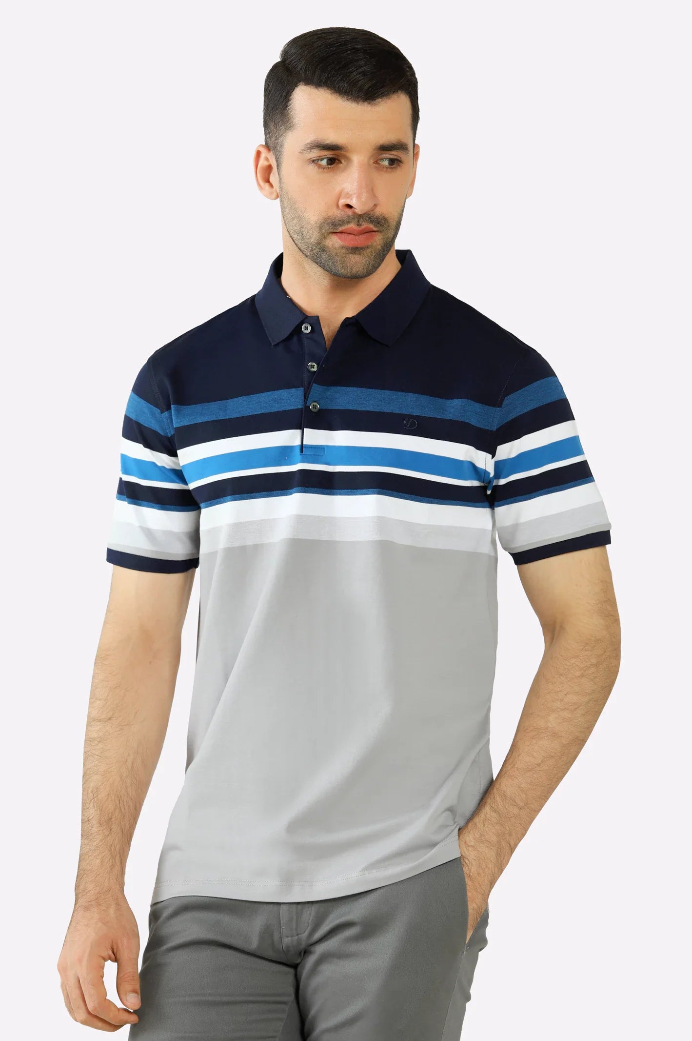 Blue Yarn Dyed Polo