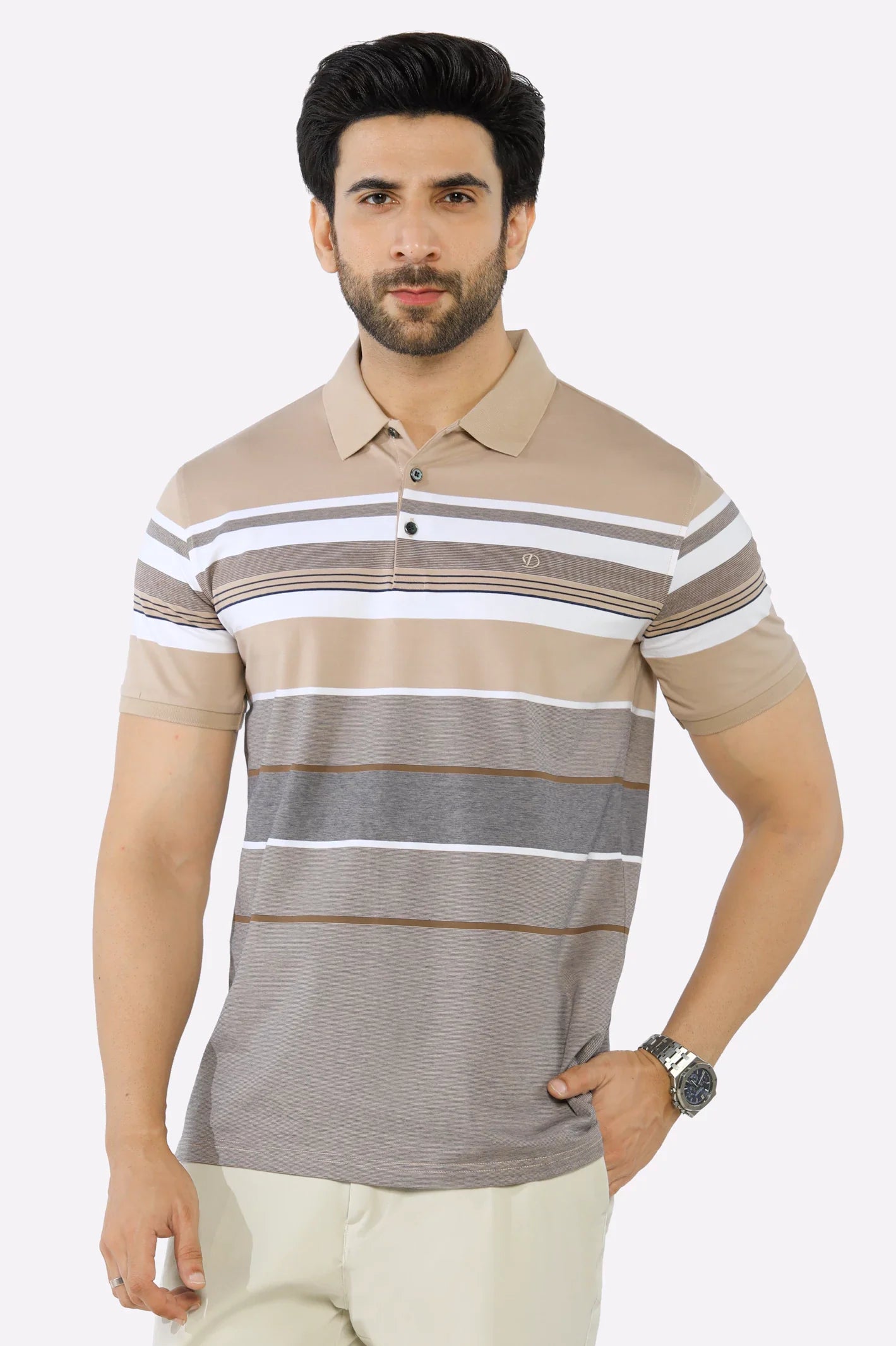 Fawn Yarn Dyed Polo