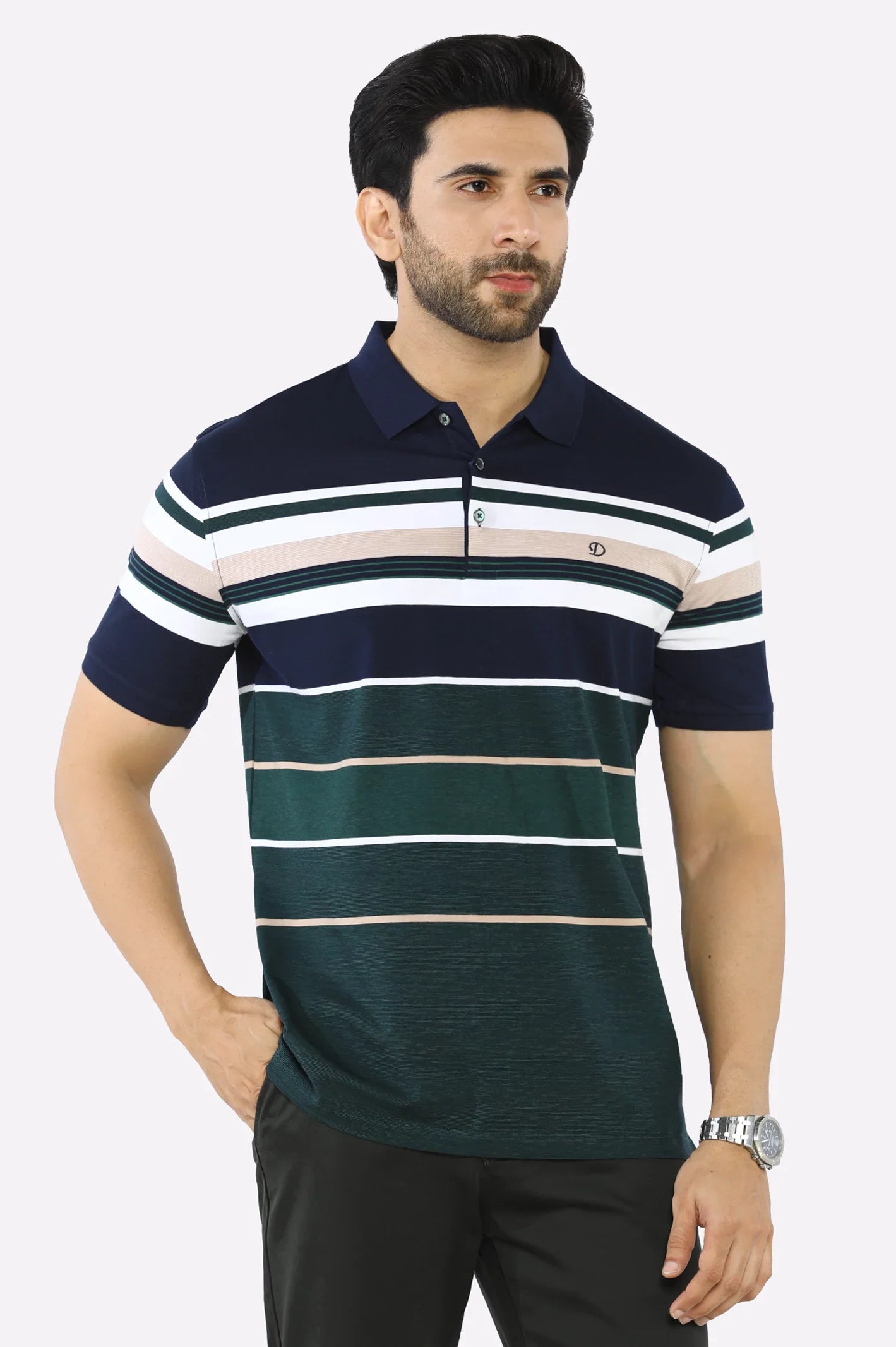 Dark Green Yarn Dyed Polo