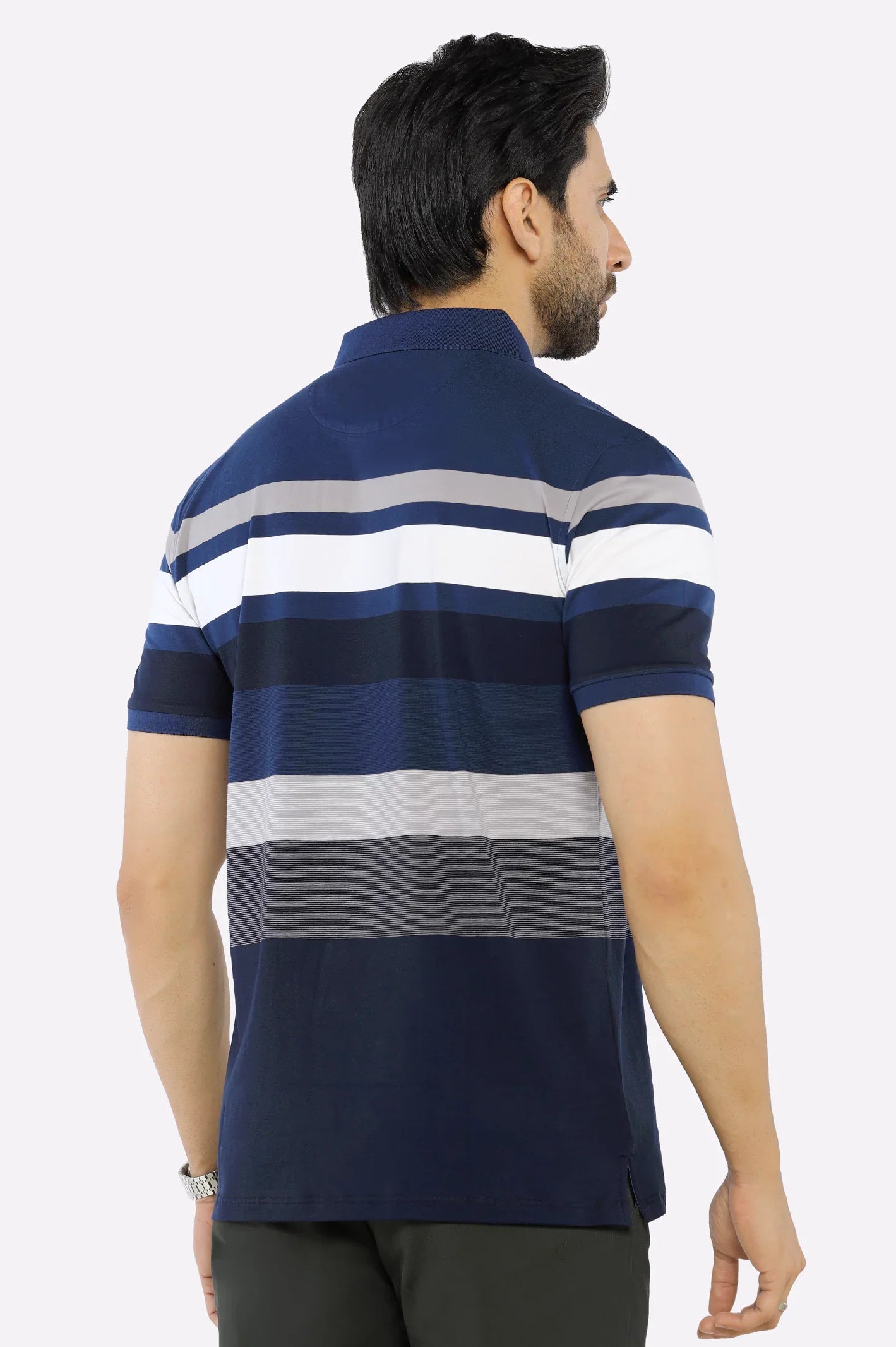 Navy Blue Yarn Dyed Polo