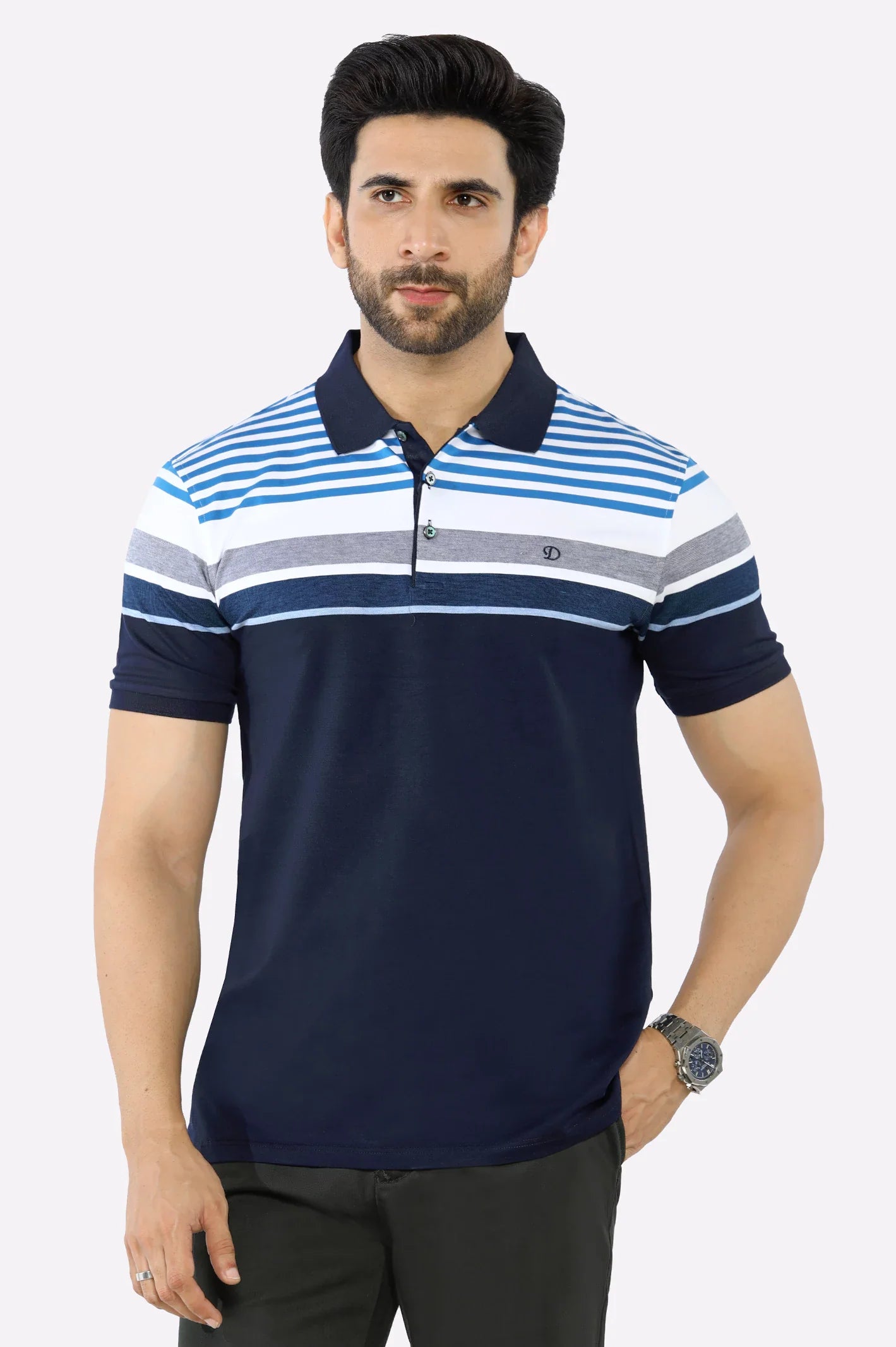 Sky Blue Yarn Dyed Polo