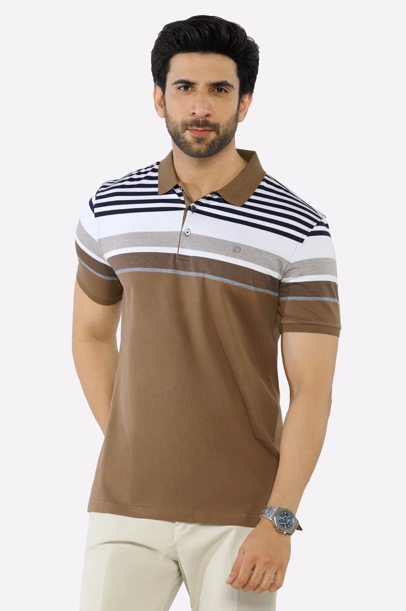 Brown Yarn Dyed Polo