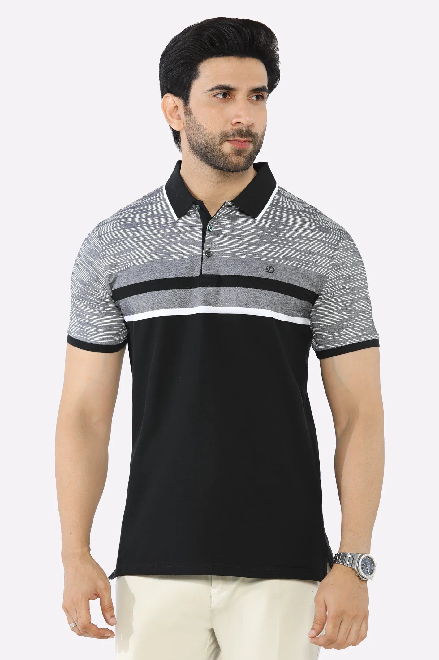 Grey Yarn Dyed Polo