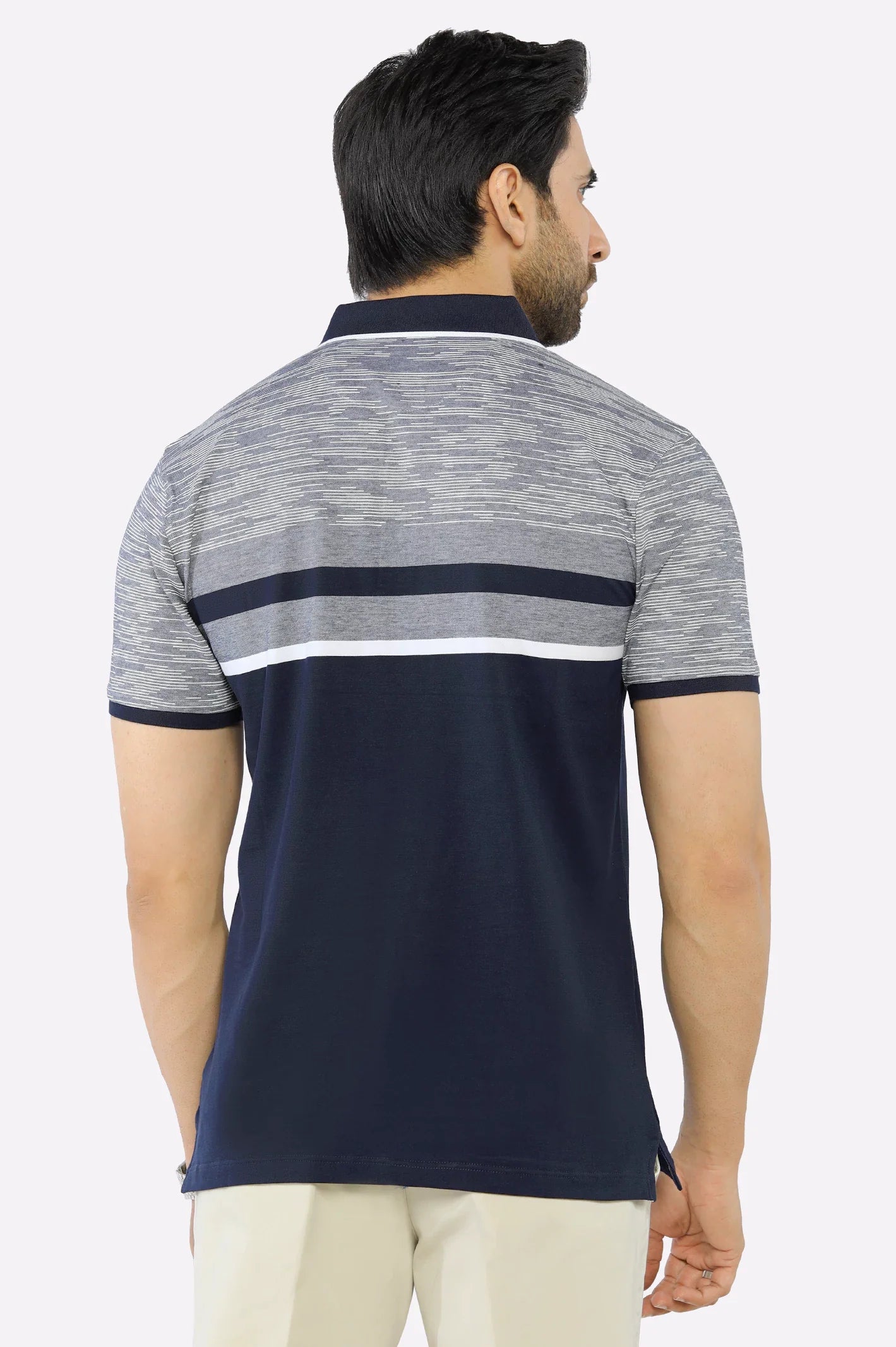 Navy Blue Yarn Dyed Polo