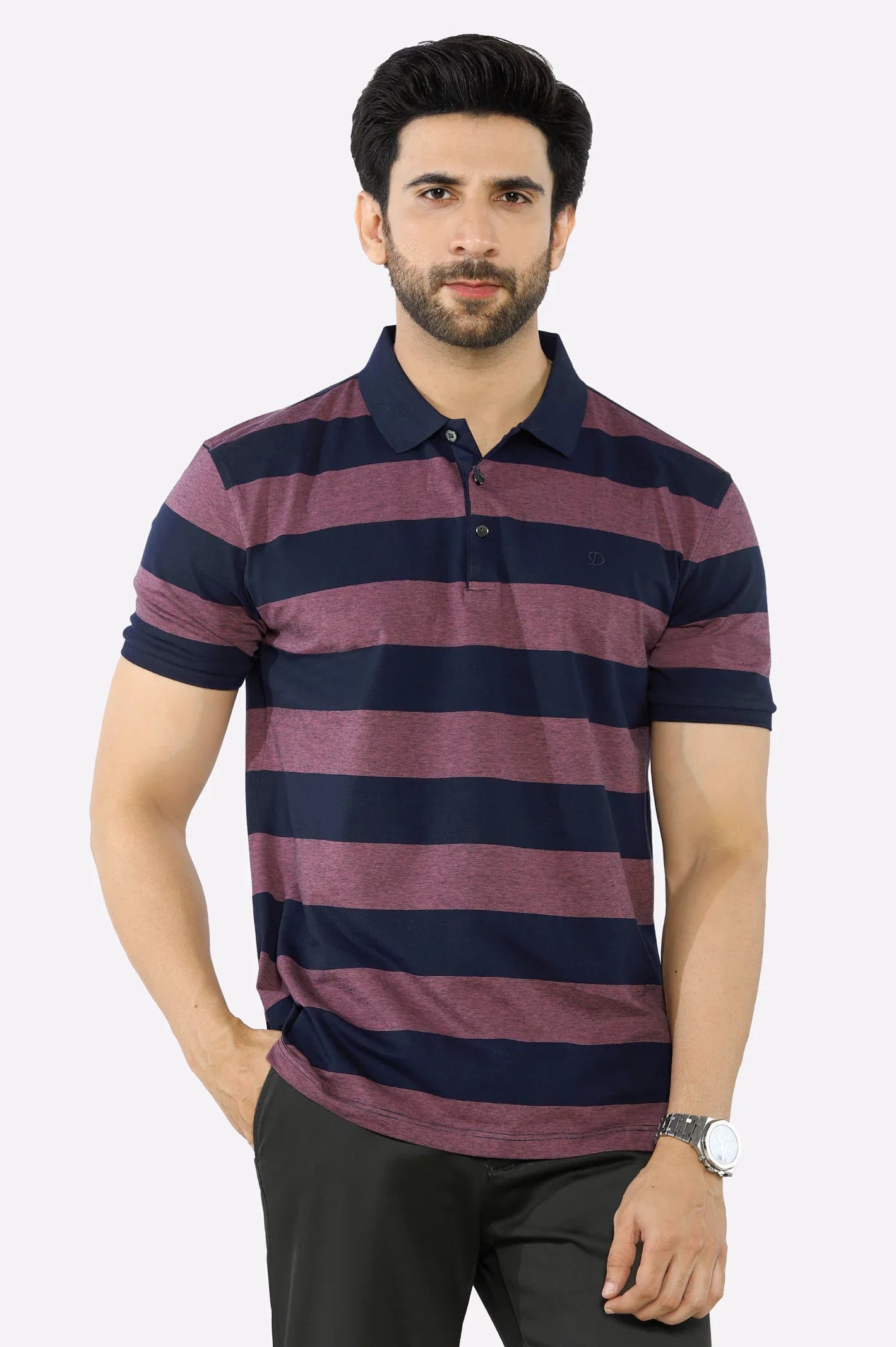 Dark Purple Yarn Dyed Polo