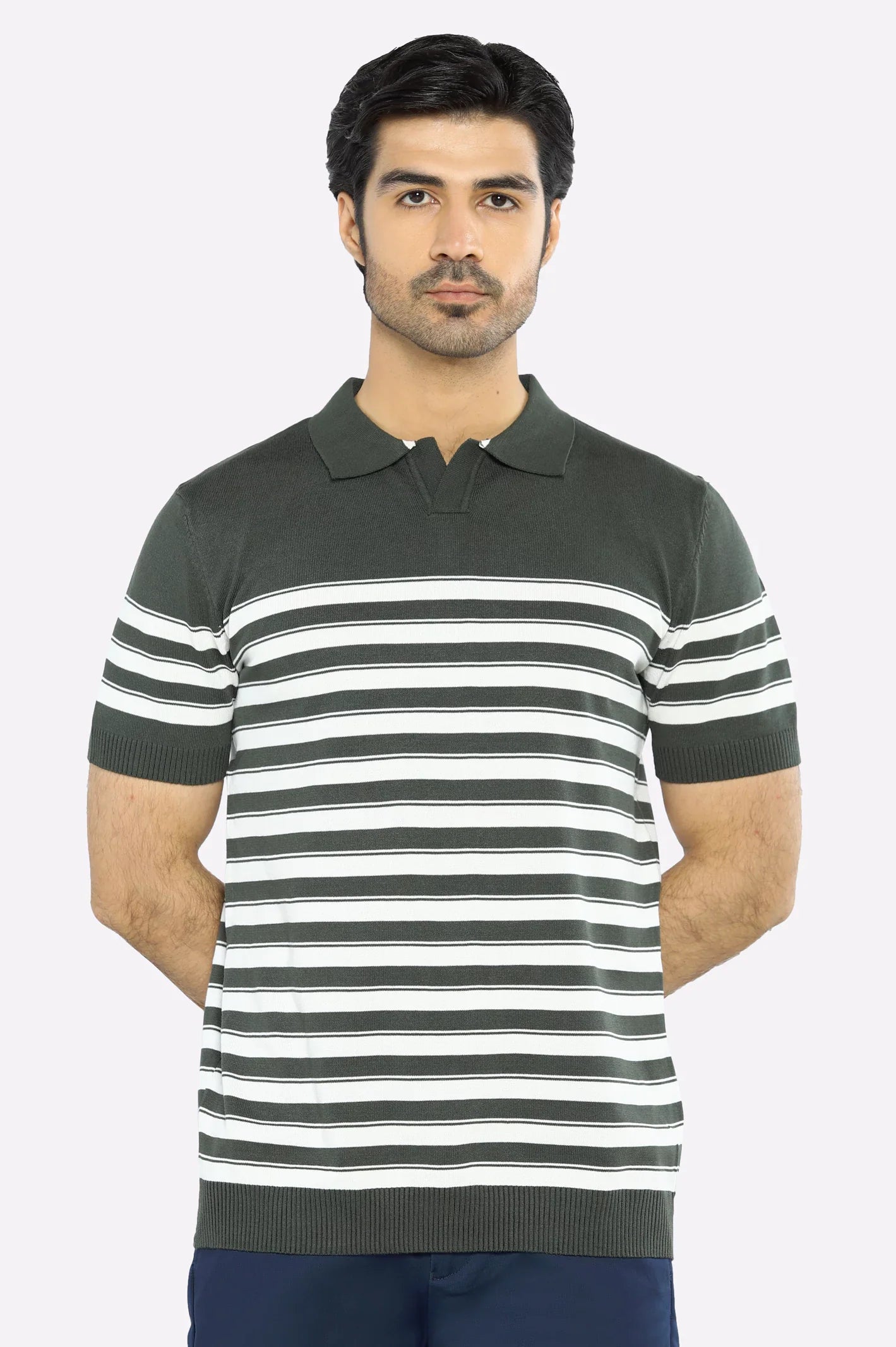 Green Flat Knit Polo