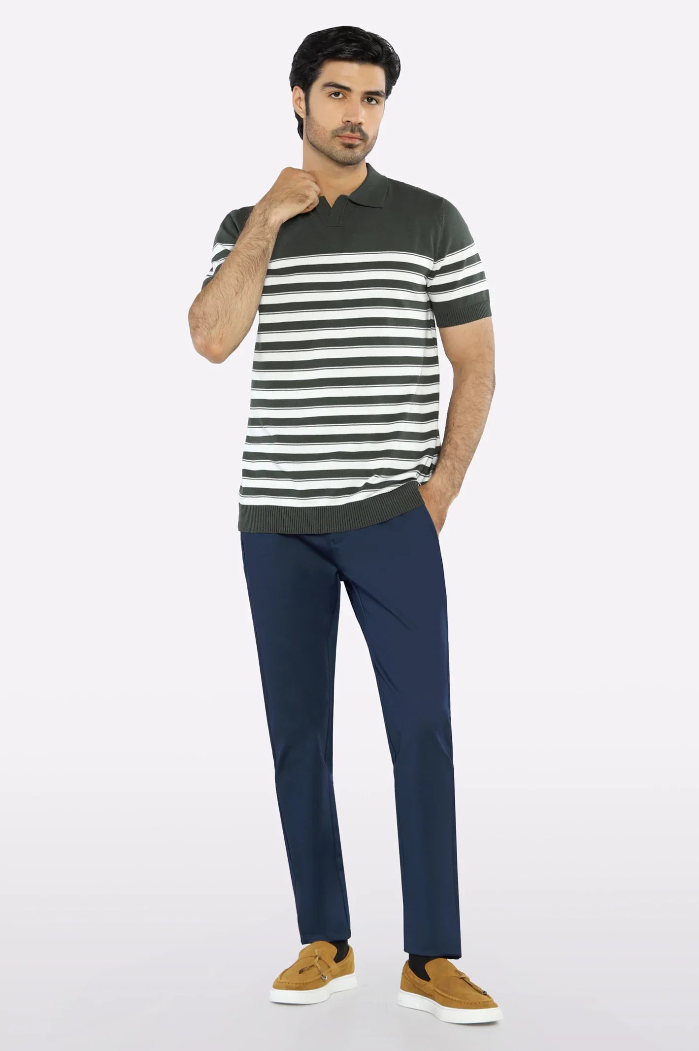 Green Flat Knit Polo