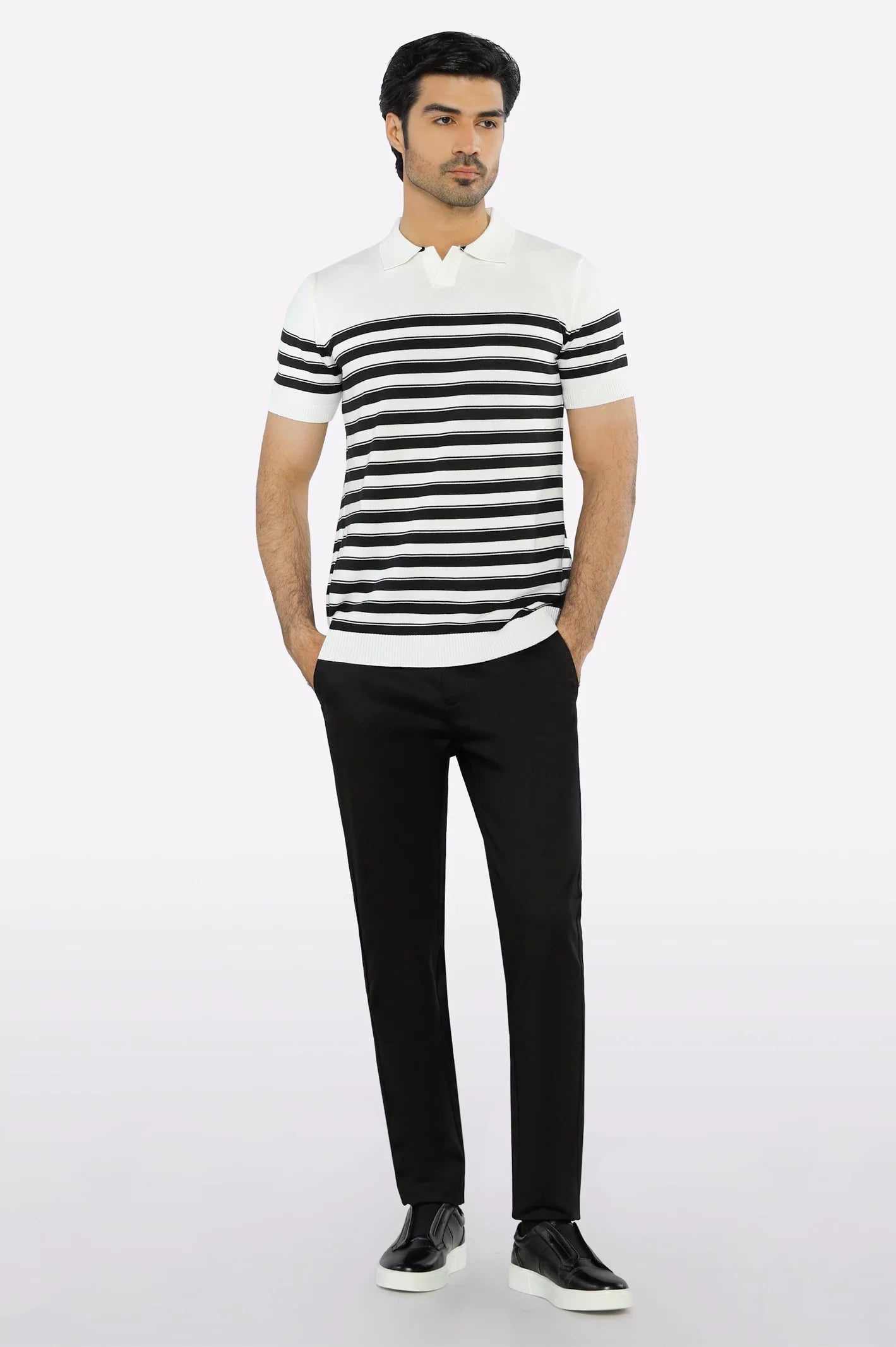 White Flat Knit Polo