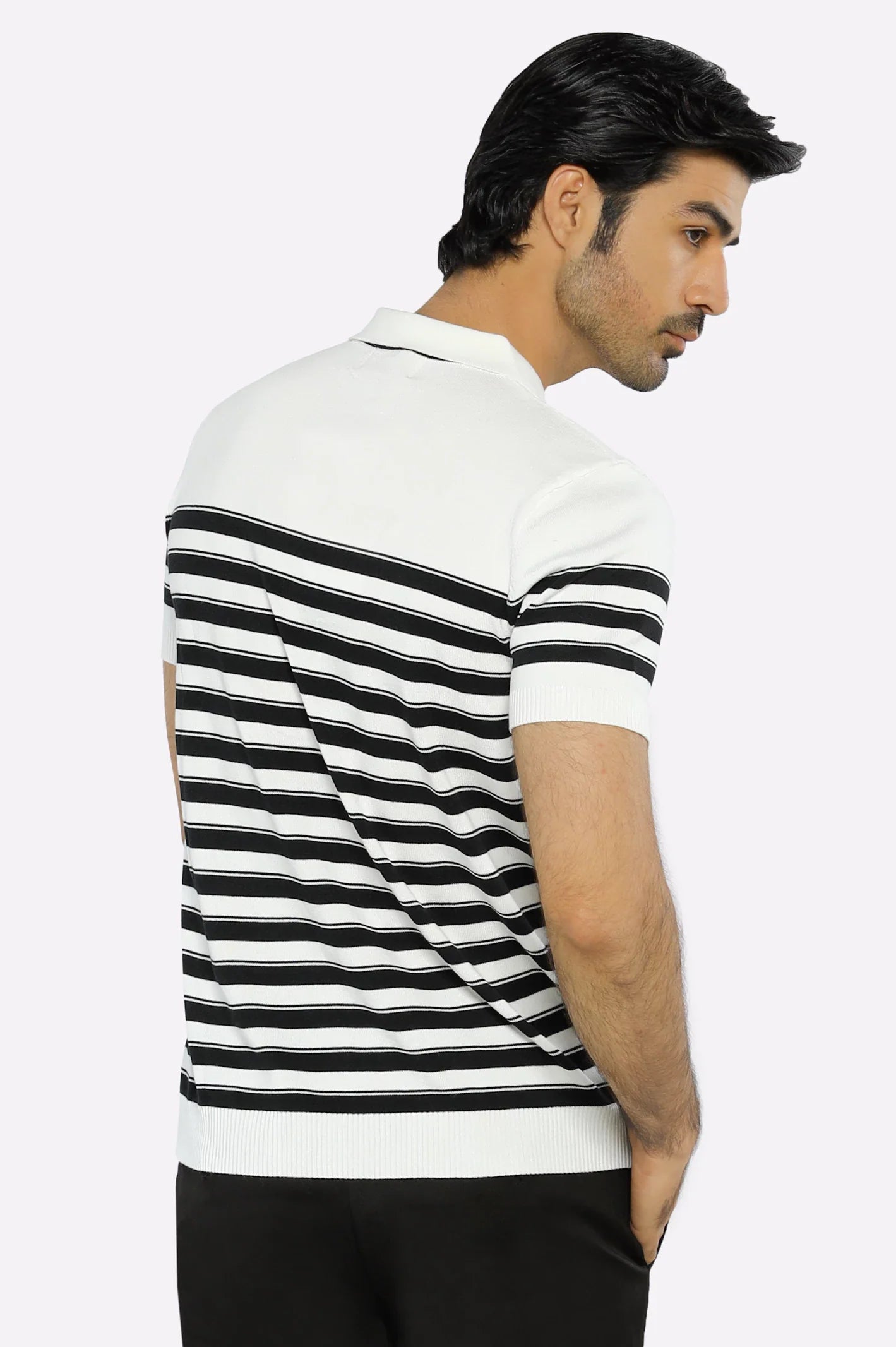White Flat Knit Polo