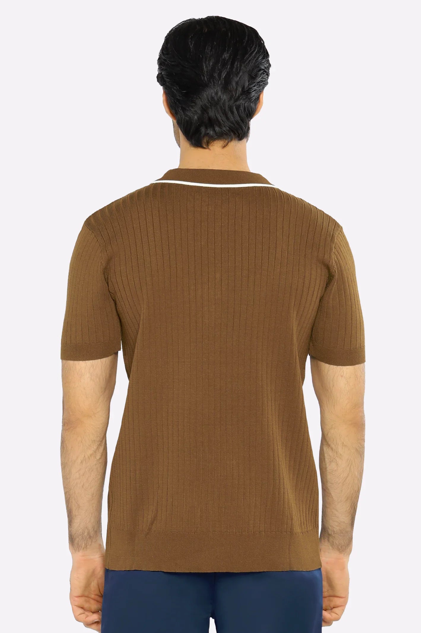 Coffee Flat Knit Polo
