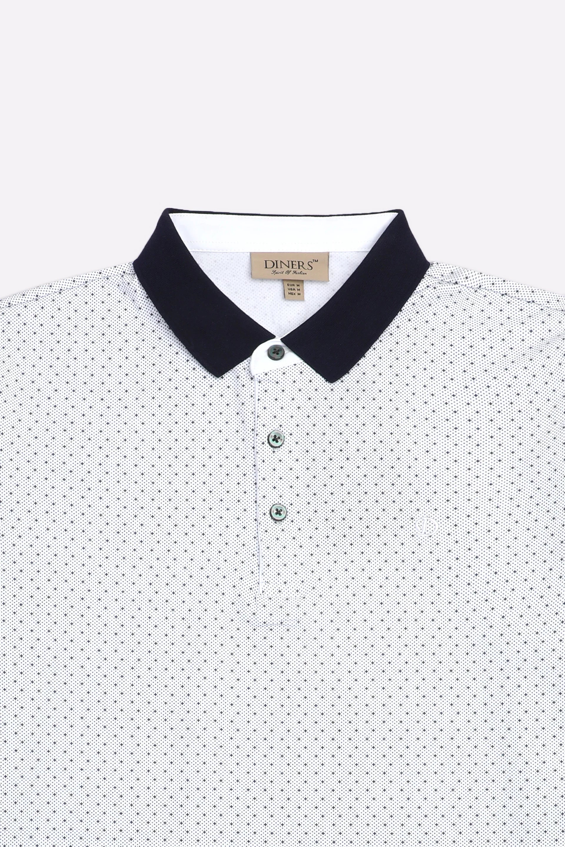 White Printed Polo