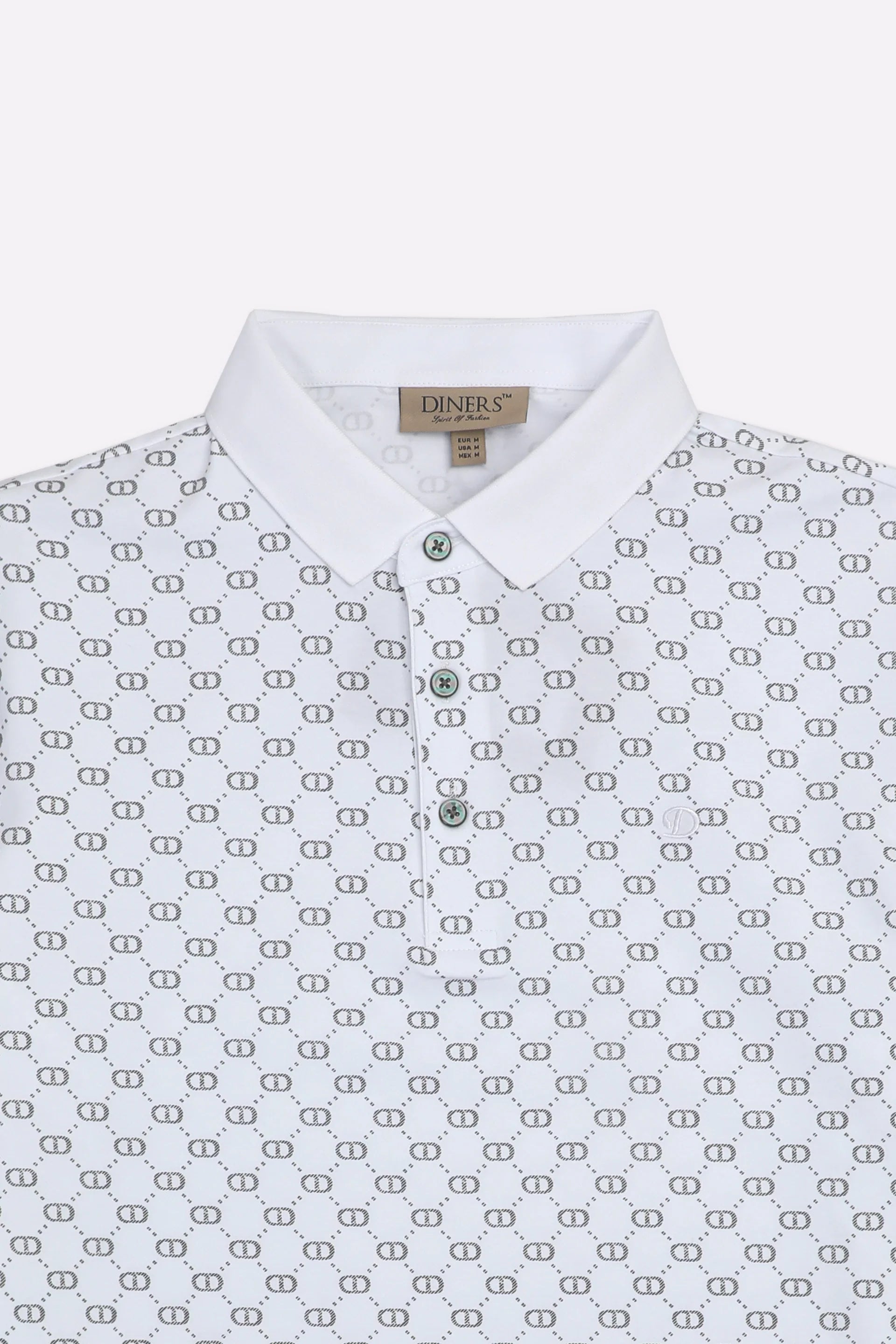 White Printed Polo