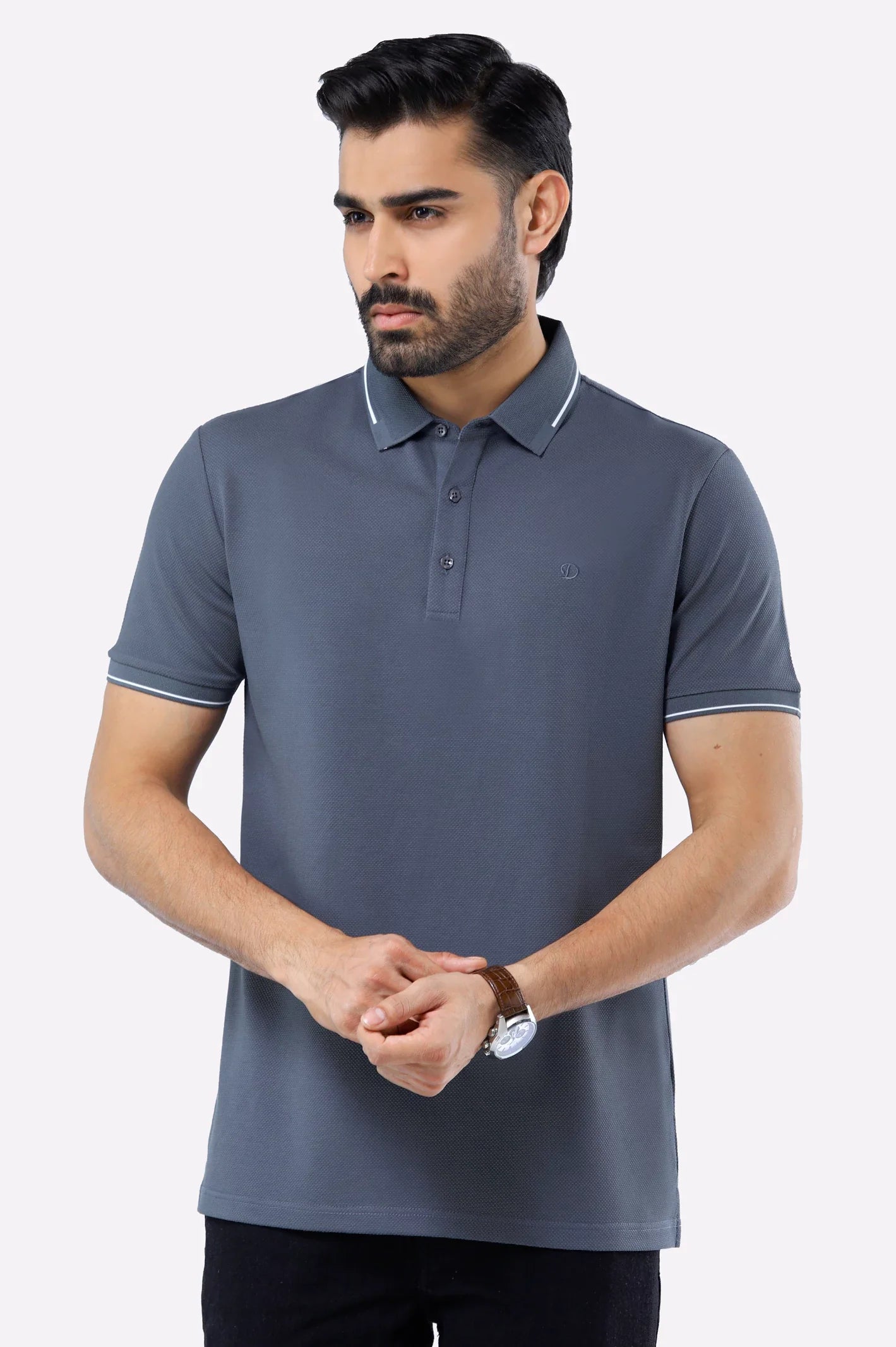 Dark Grey Basic Mercerized Polo