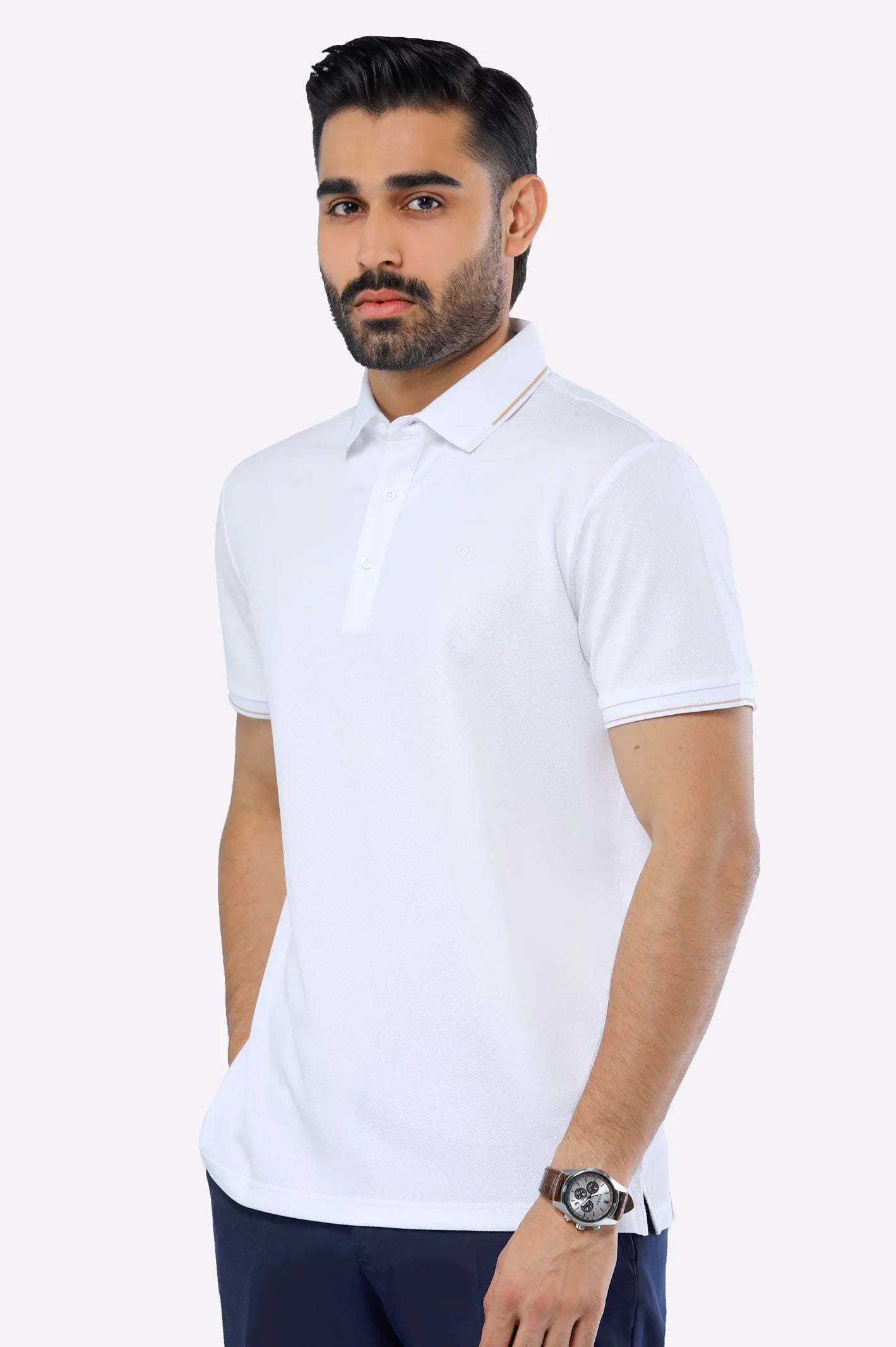 White Basic Mercerized Polo