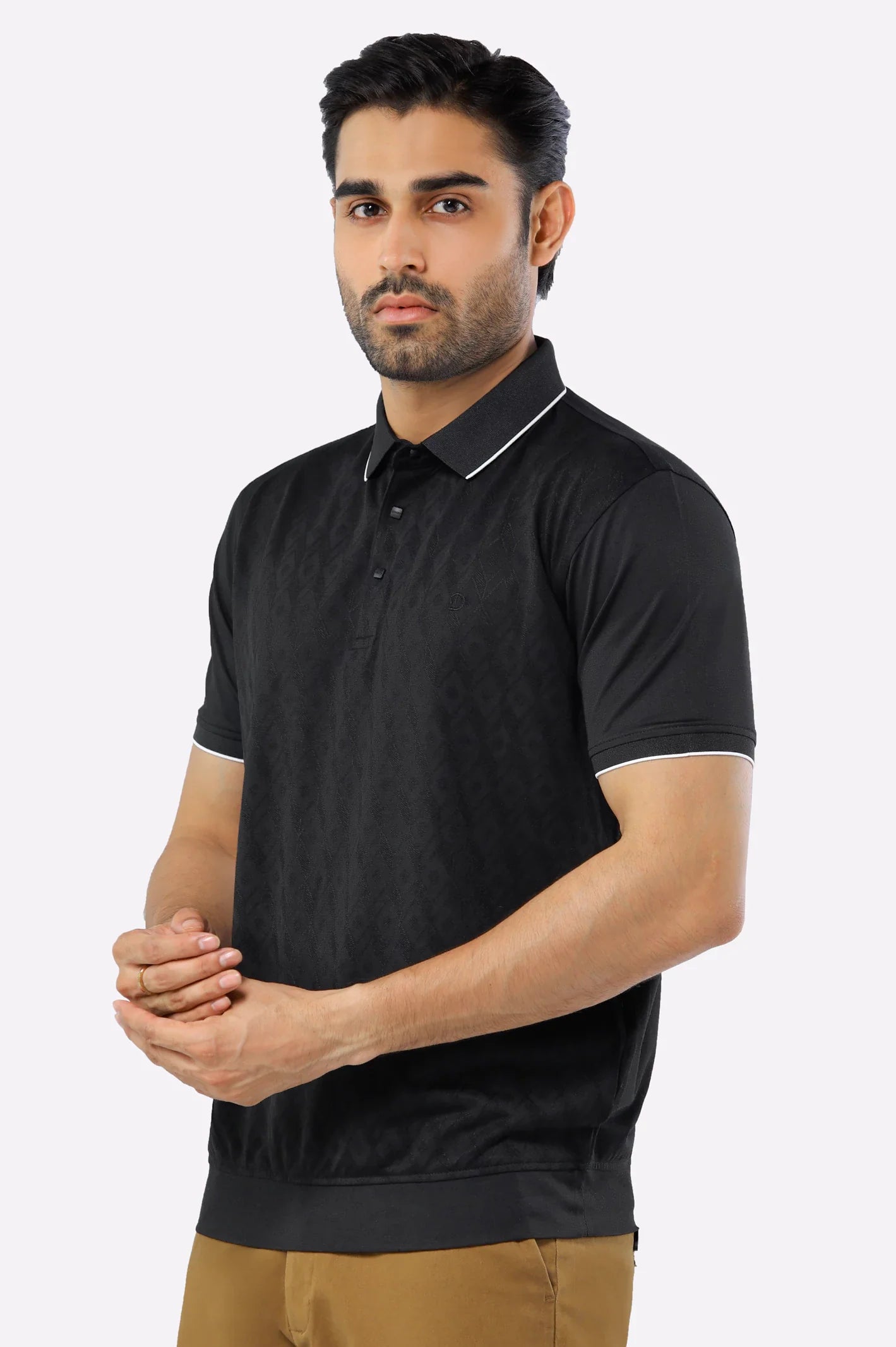Black Mercerized Polo