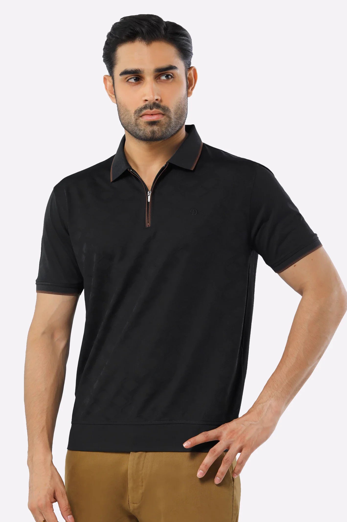 Black Mercerized Polo