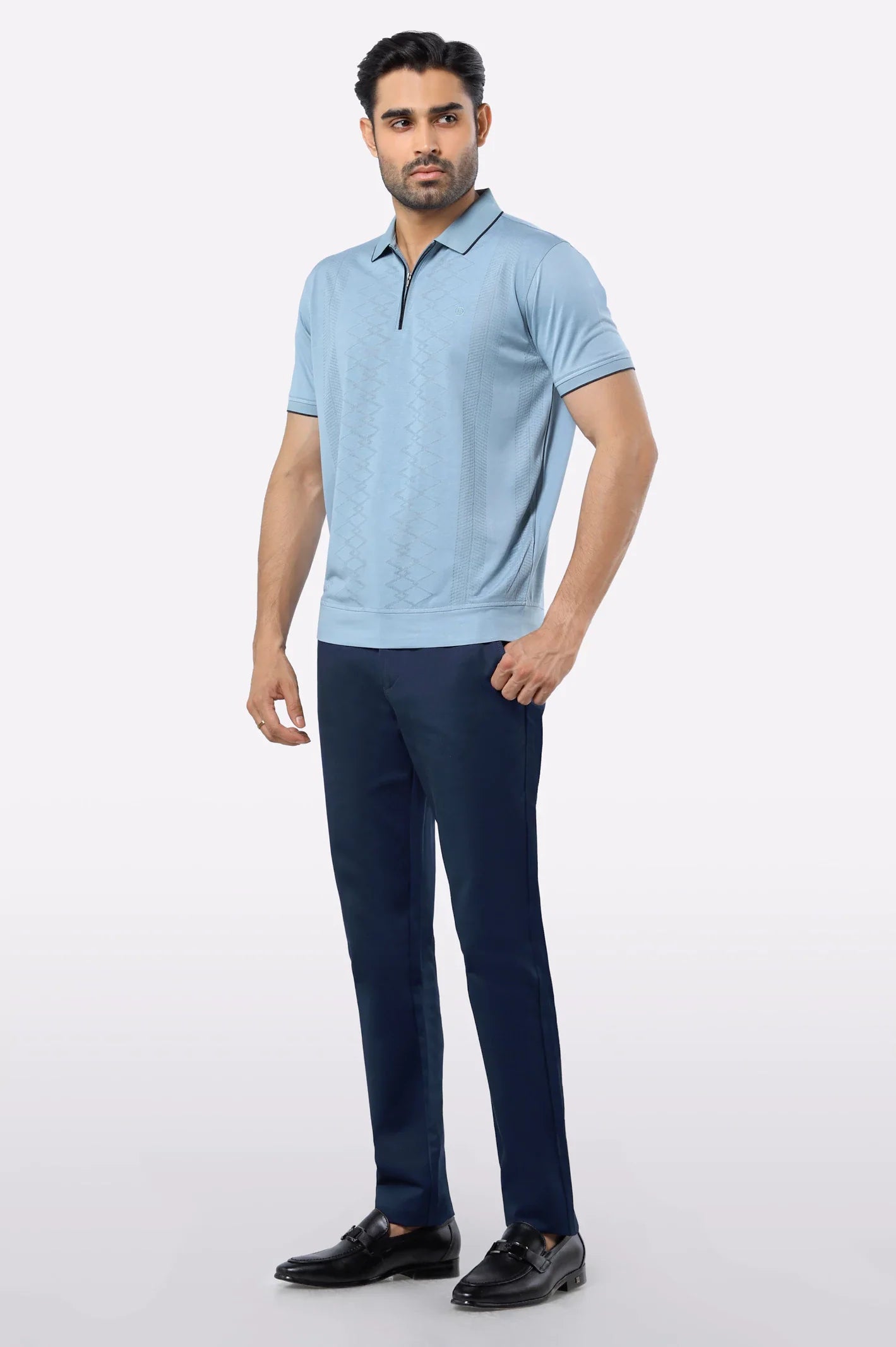 Blue Mercerized Polo