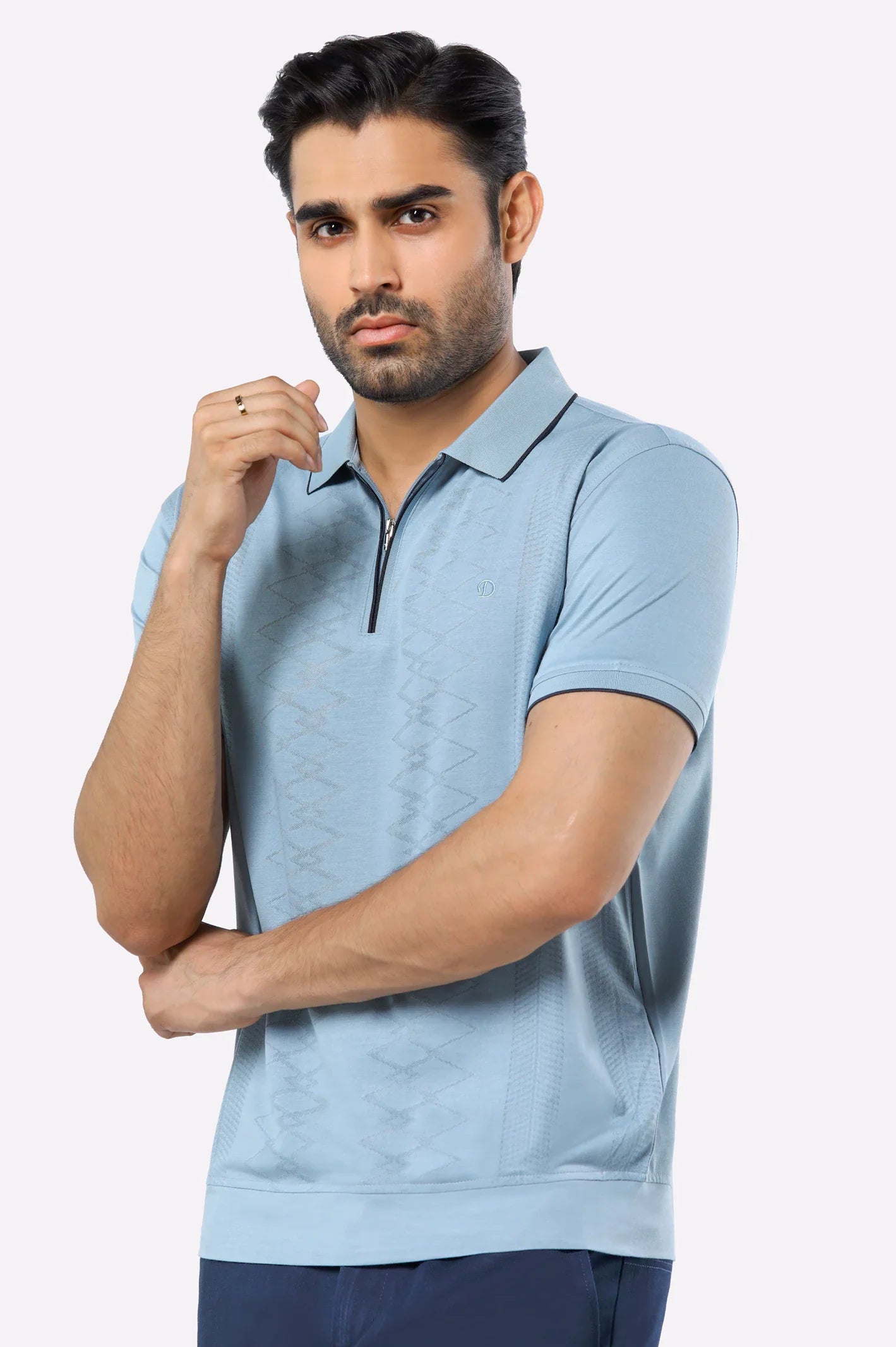 Blue Mercerized Polo