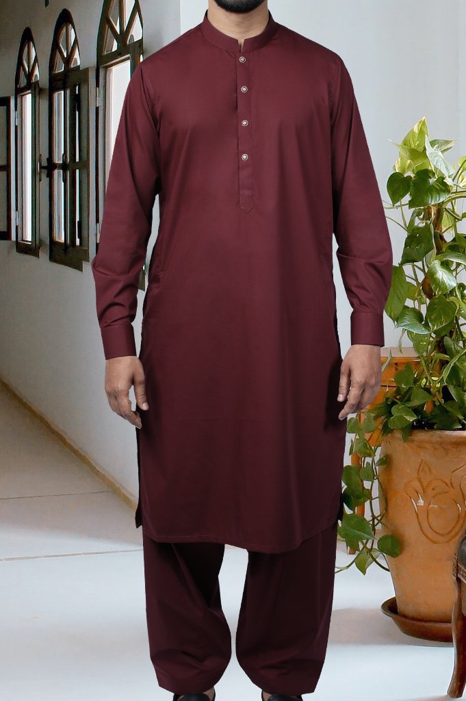 Formal Shalwar Suit for Men EG2572-Maroon - Diners