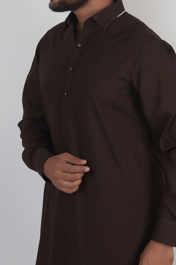 Formal Shalwar Suit for Men SKU: EG2748-L-Brown - Diners