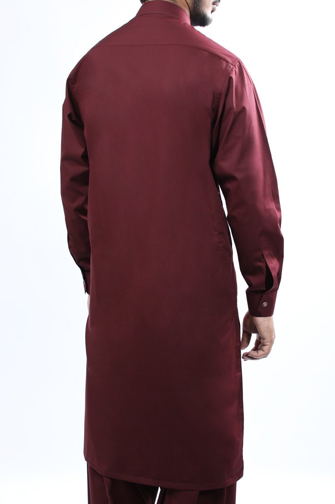 Formal Shalwar Suit for Men EG2572-Maroon - Diners