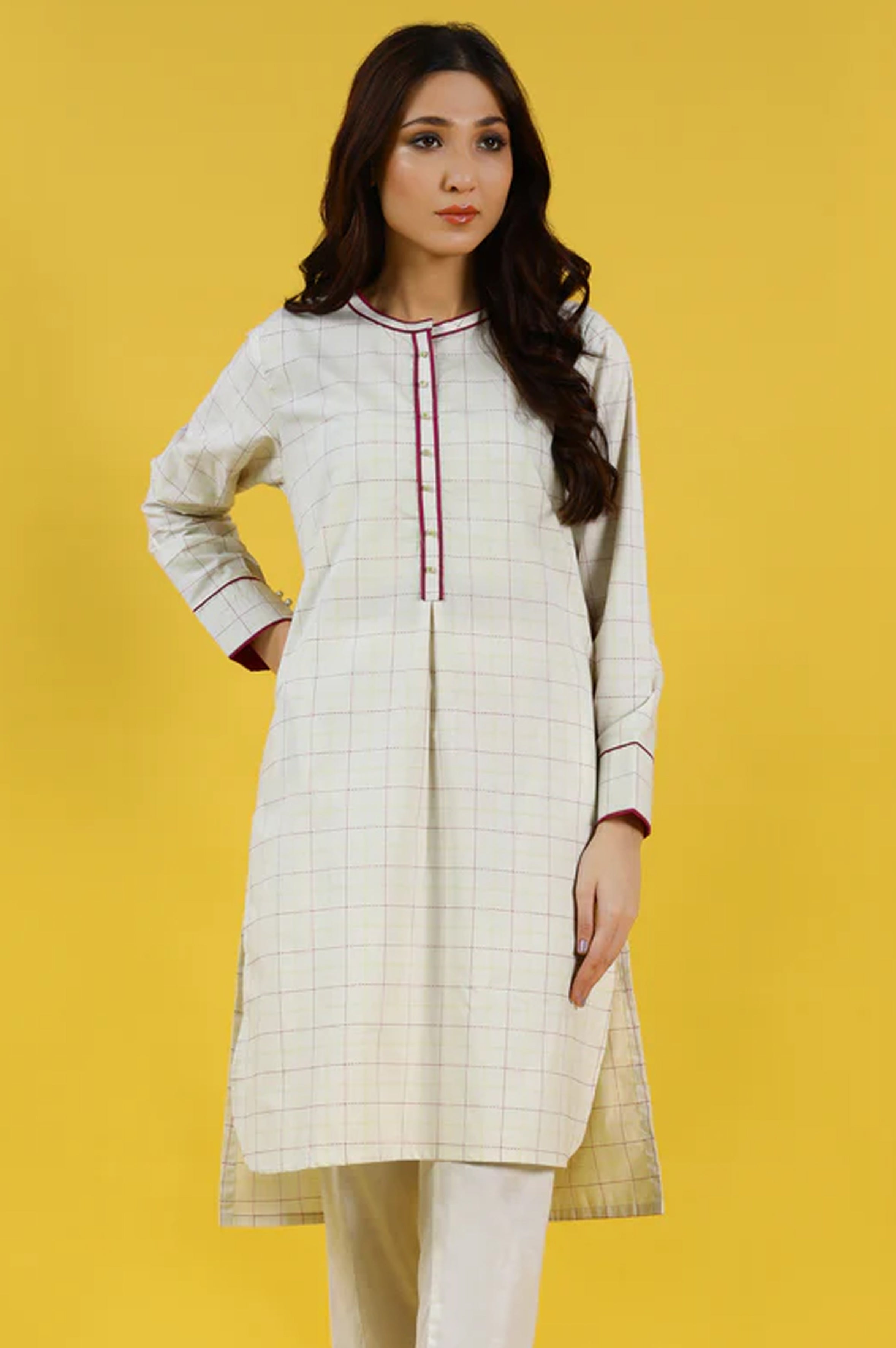 Yarn Dyed Off White Kurti - Diners