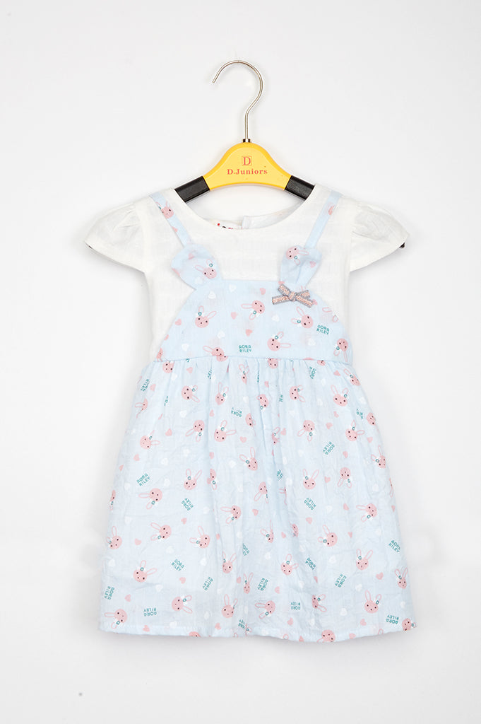 Girls Frock in Beige SKU: KGL-0274-Blue - Diners