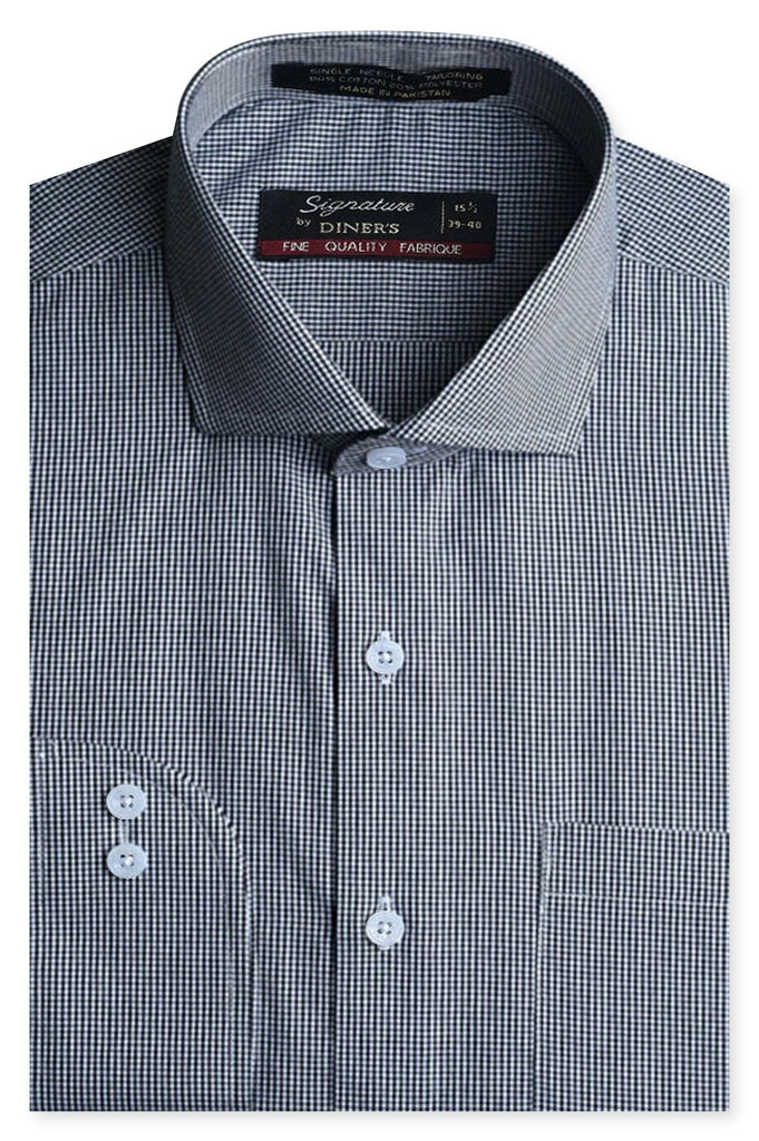 Formal Checkered Shirt in Black SKU: AB19529-BLACK - Diners