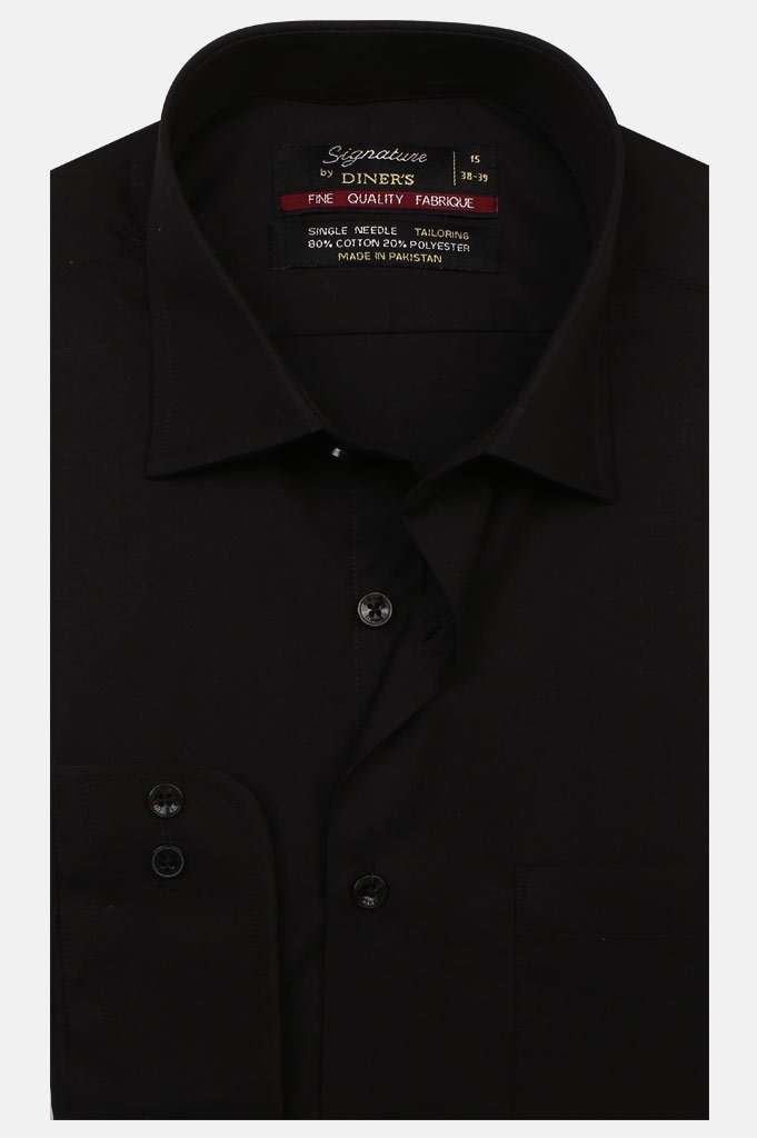 Formal Plain Shirt in Black SKU: AB203-BLACK - Diners
