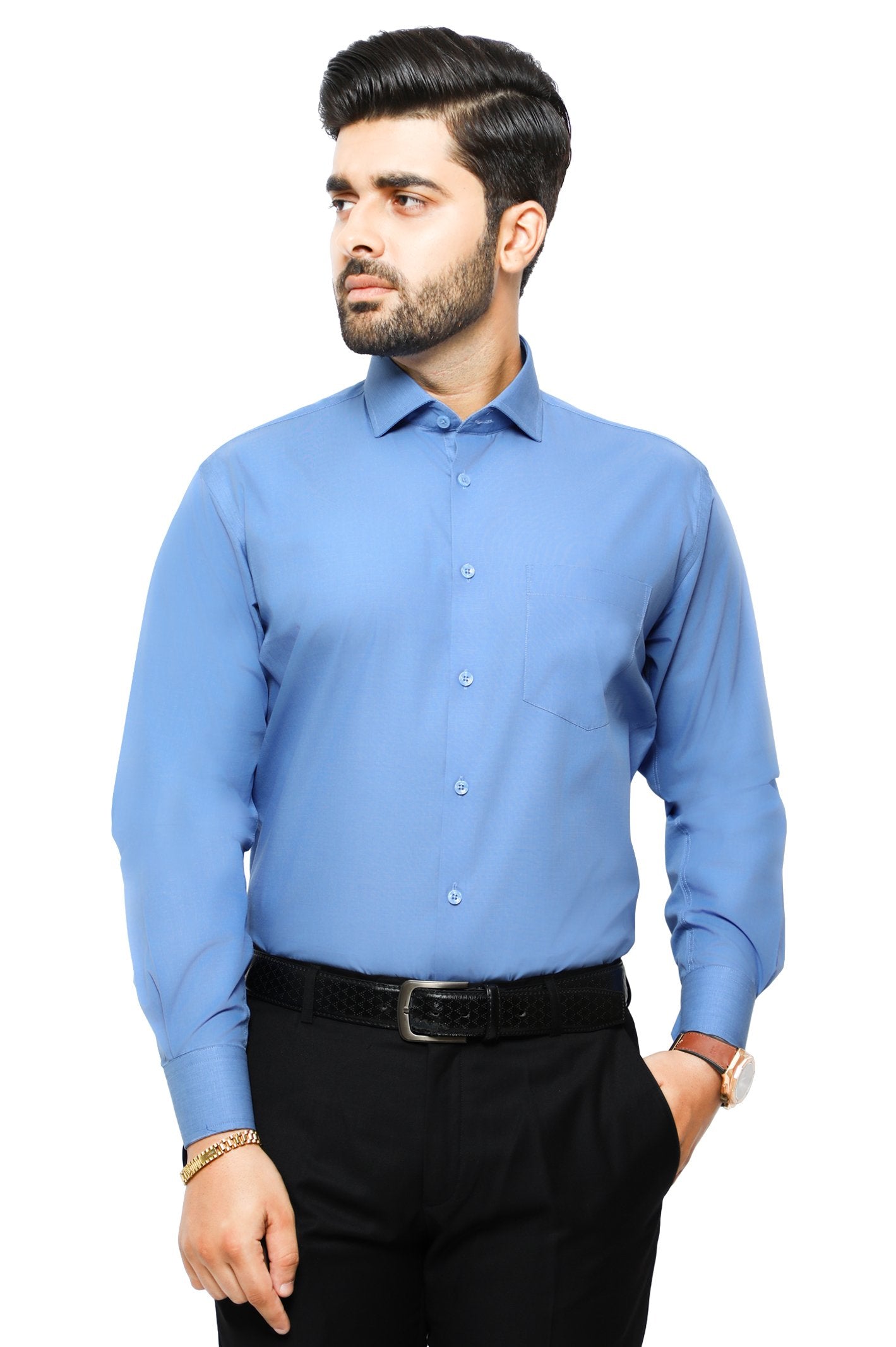 Formal Plain Shirt in Blue SKU: AB206-BLUE - Diners