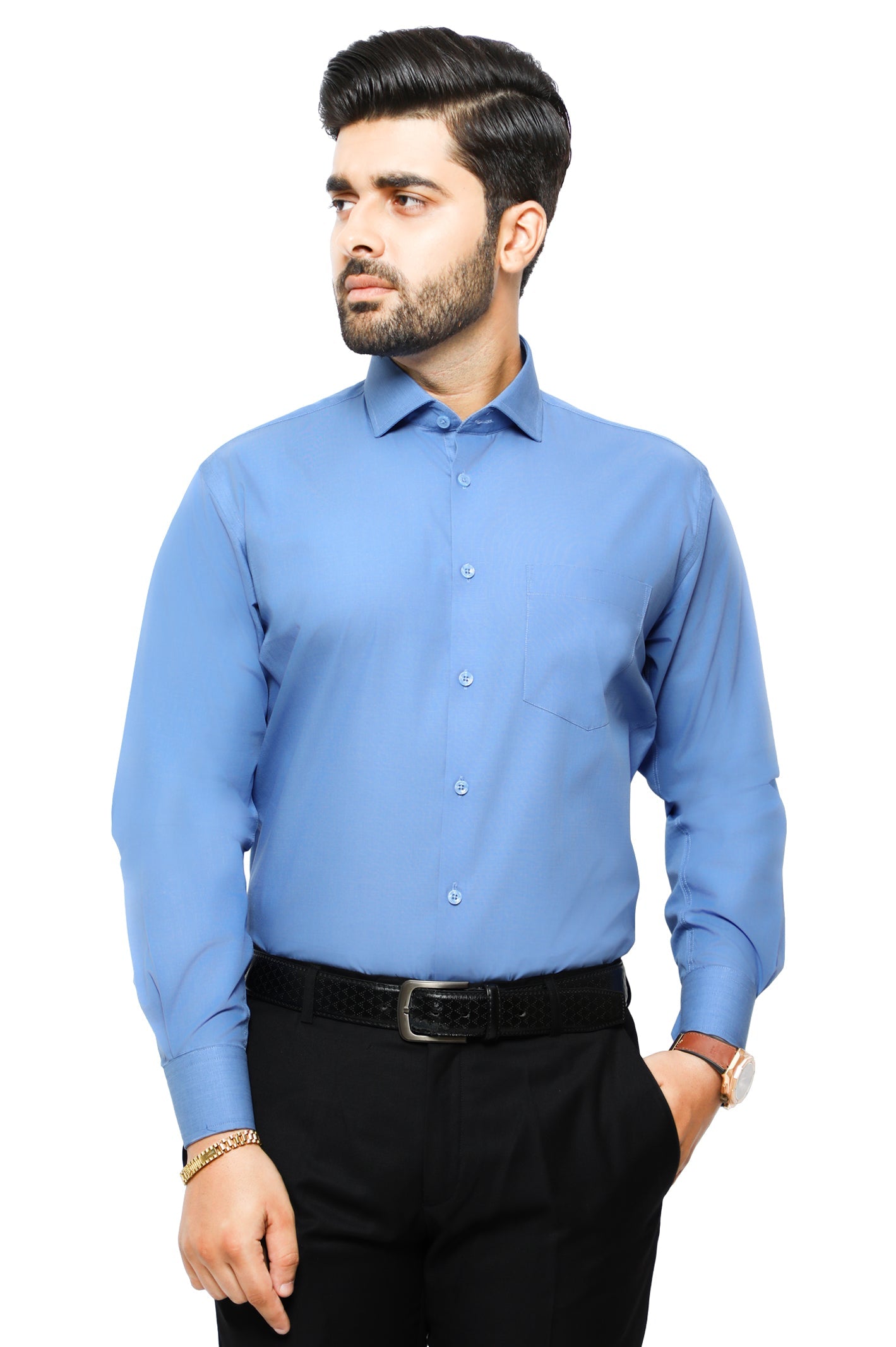Formal Plain Shirt in Blue SKU: AB206-BLUE - Diners