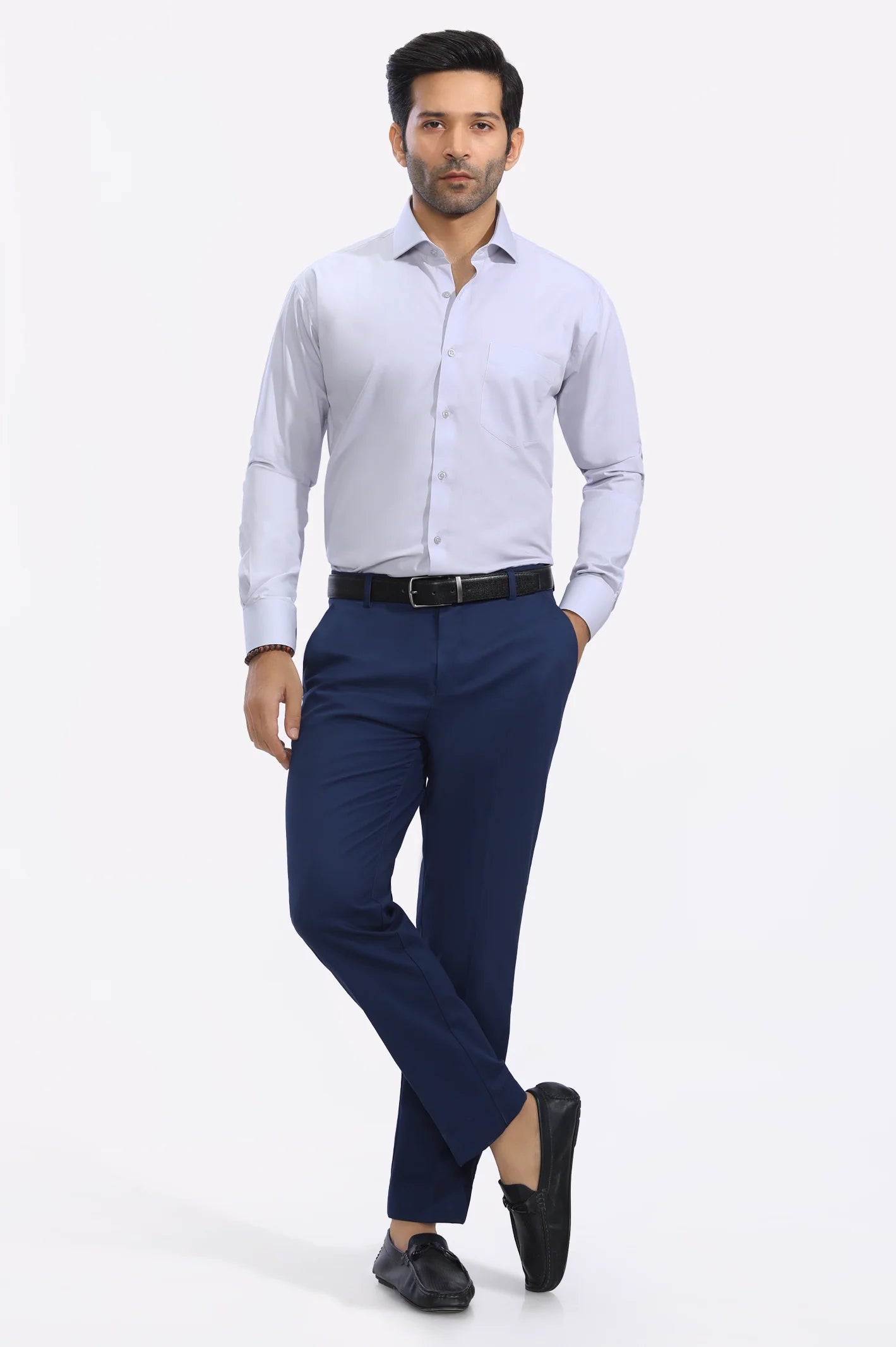 Light Grey Plain Formal Man Shirt