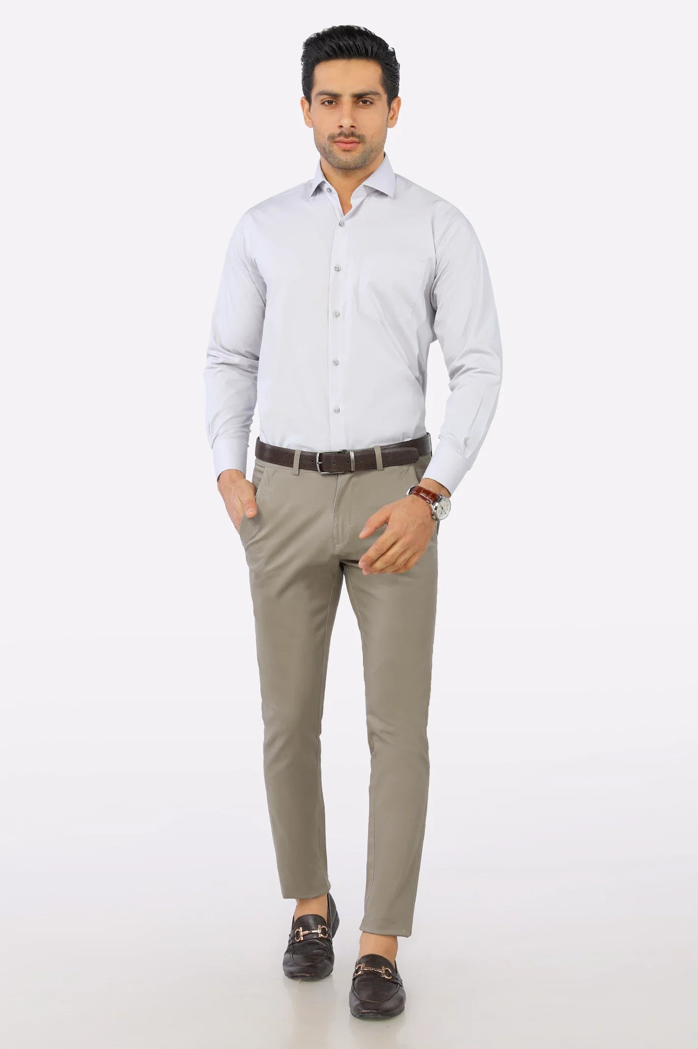 Grey Plain Formal Shirt