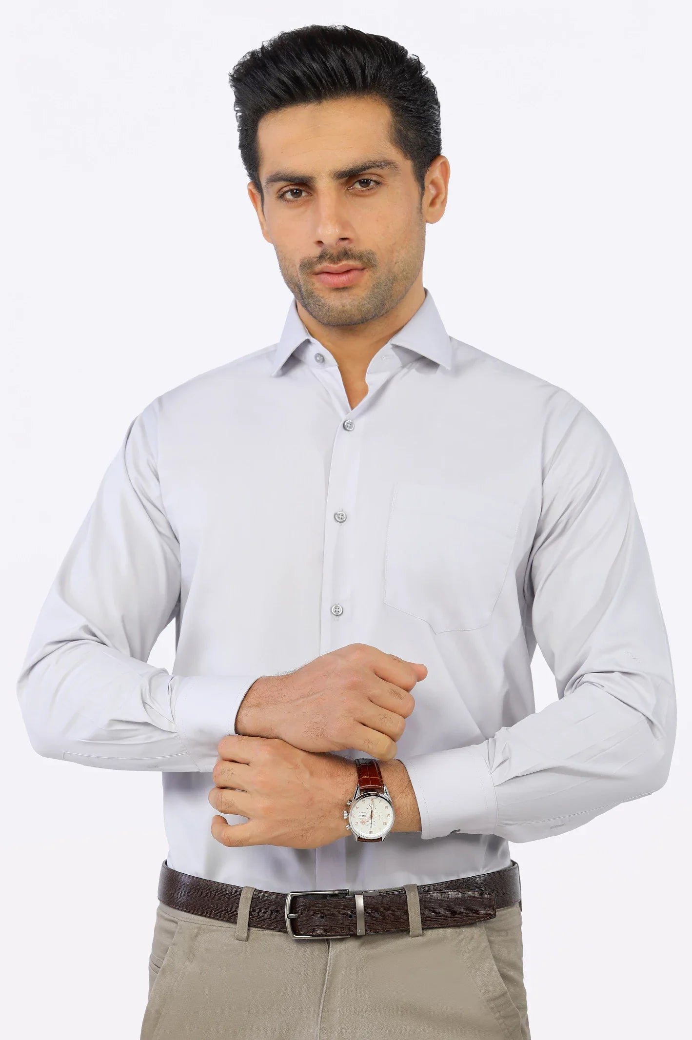 Grey Plain Formal Shirt